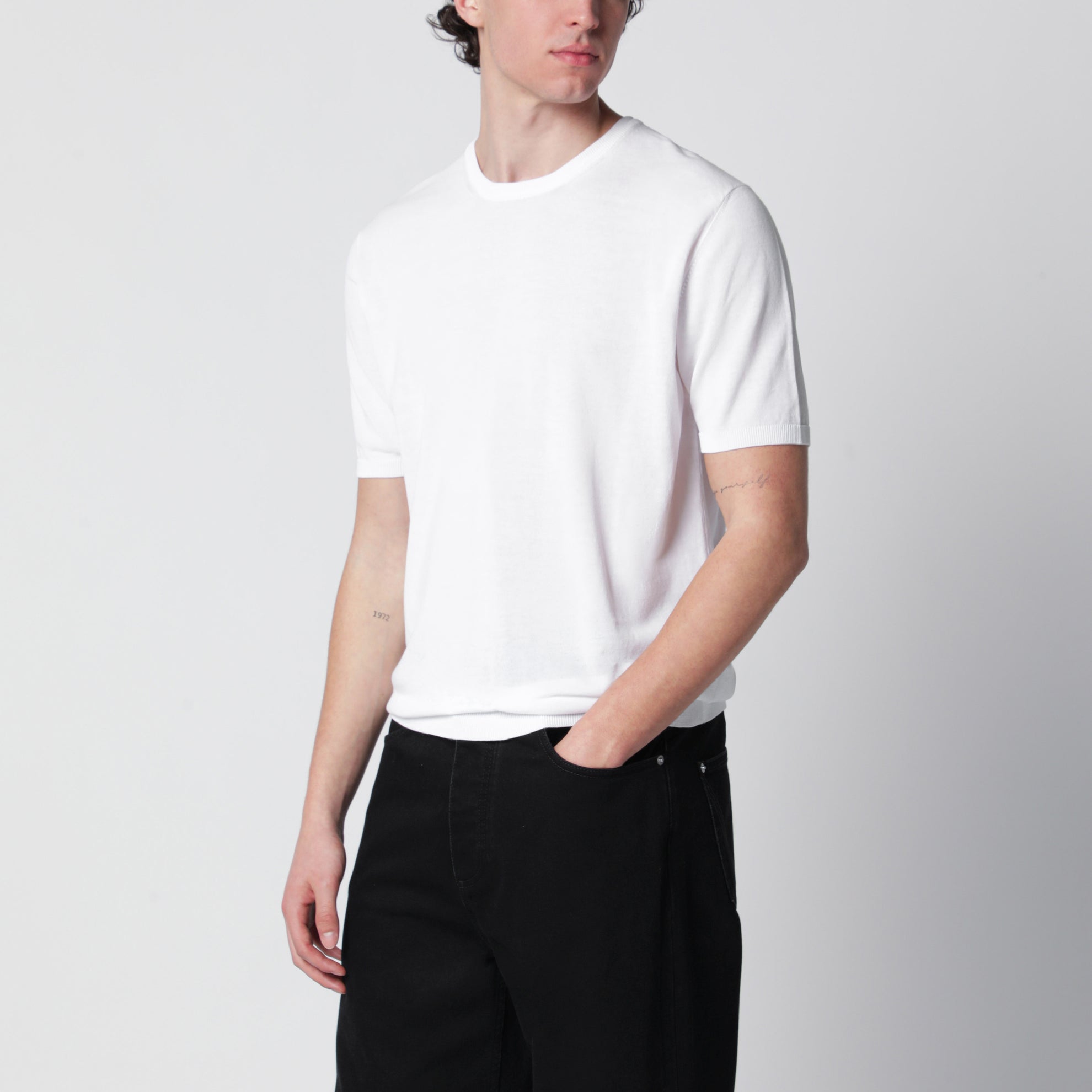 Pull blanc en coton