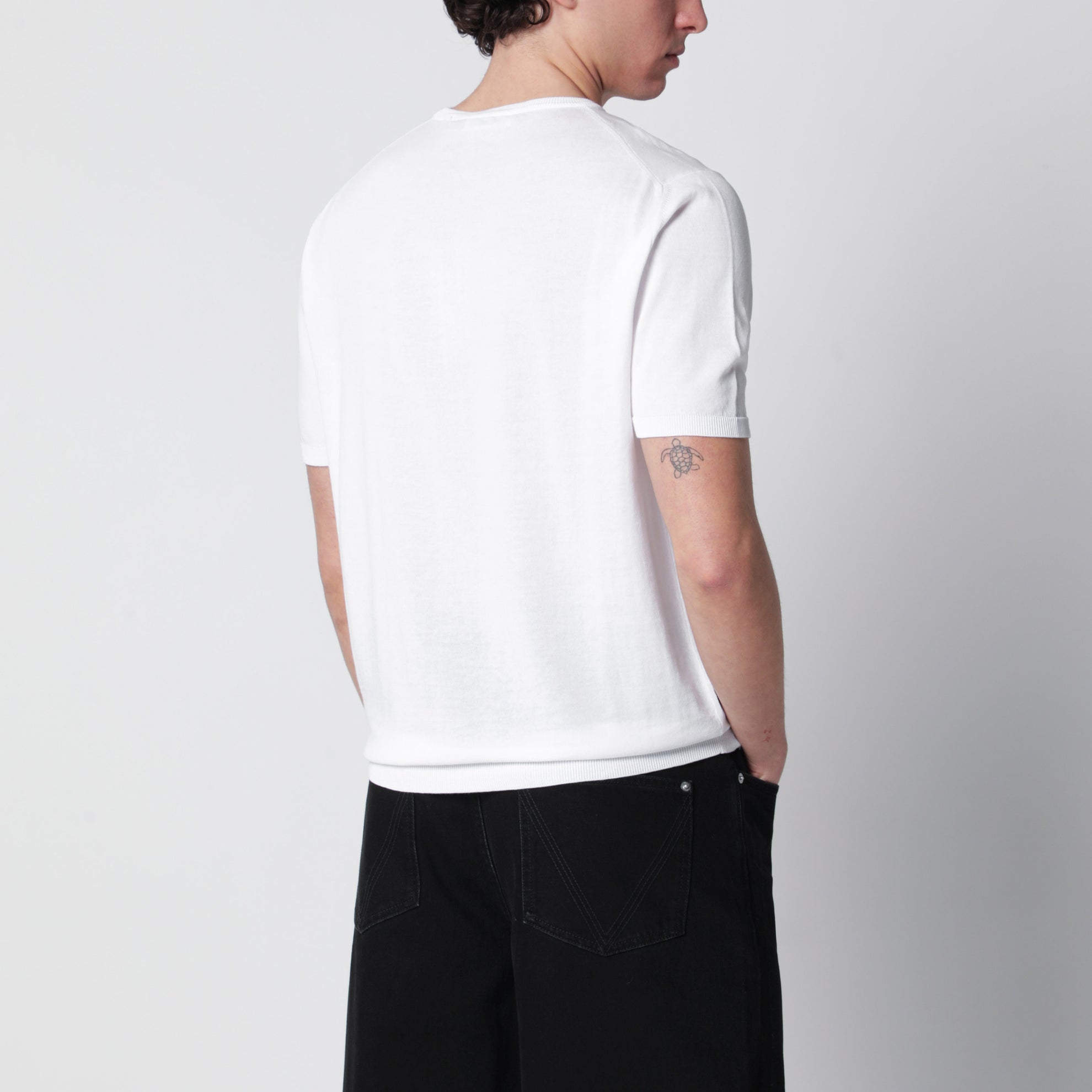Pull blanc en coton
