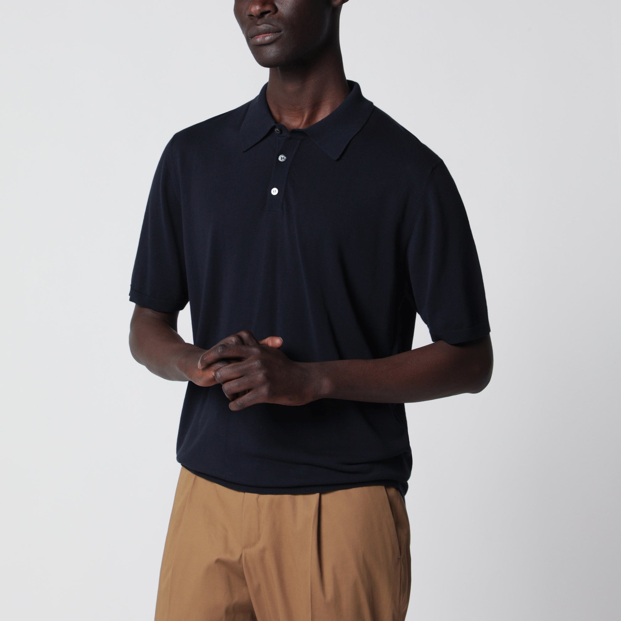 Regular cotton polo Navy Blue