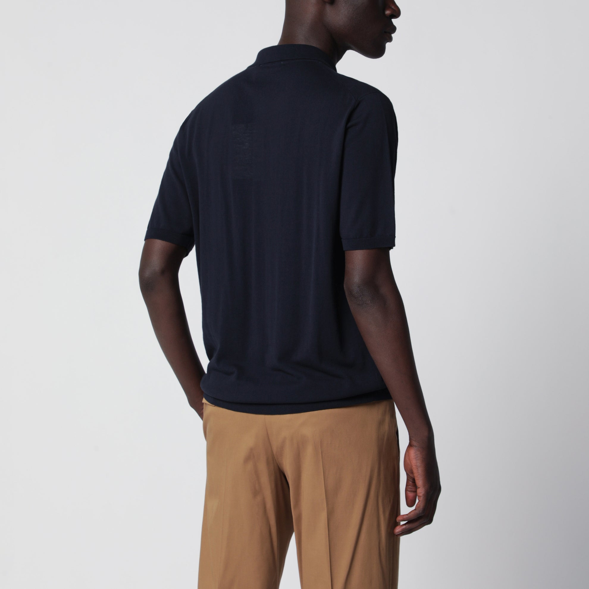 Regular cotton polo Navy Blue