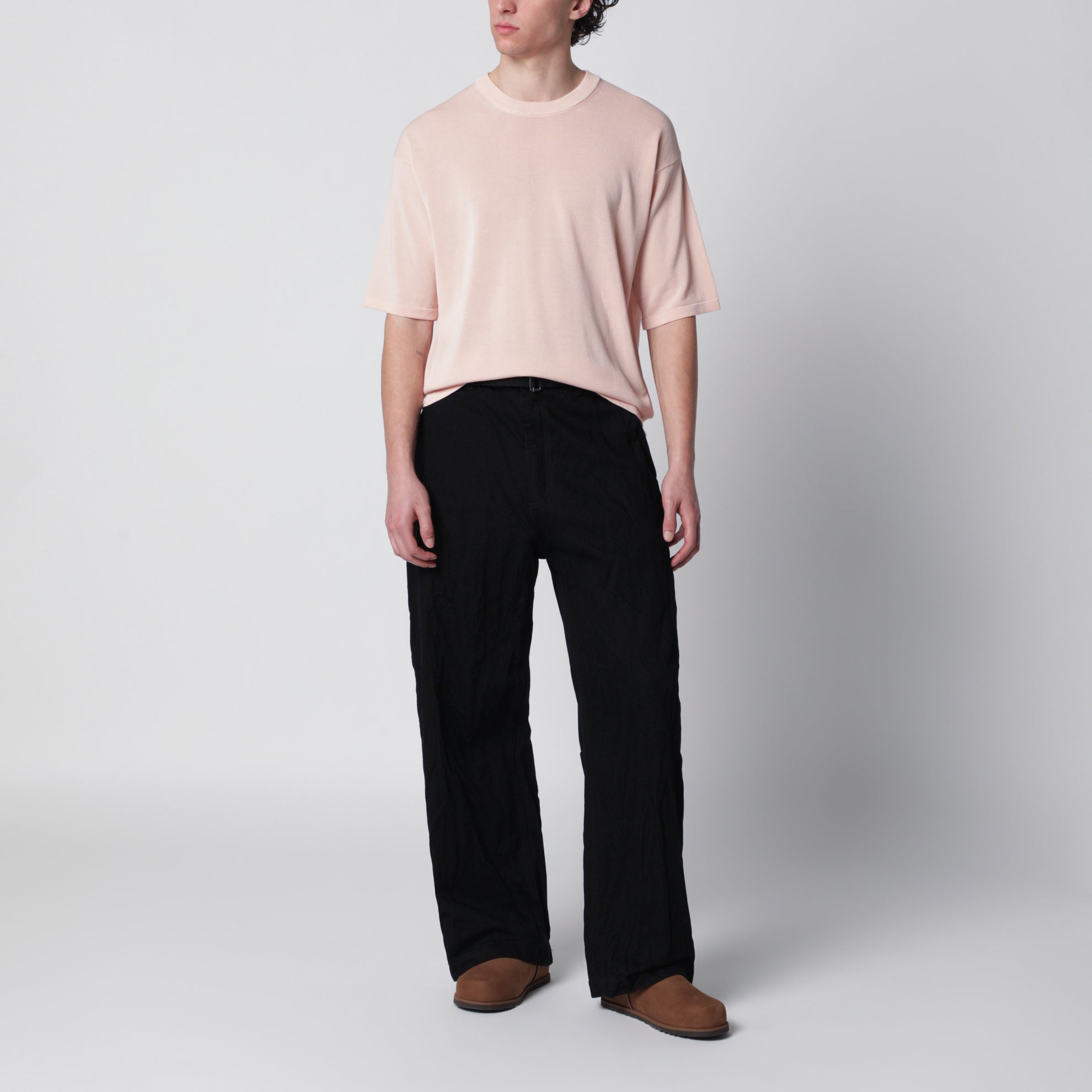 T-shirt rose en maille de coton