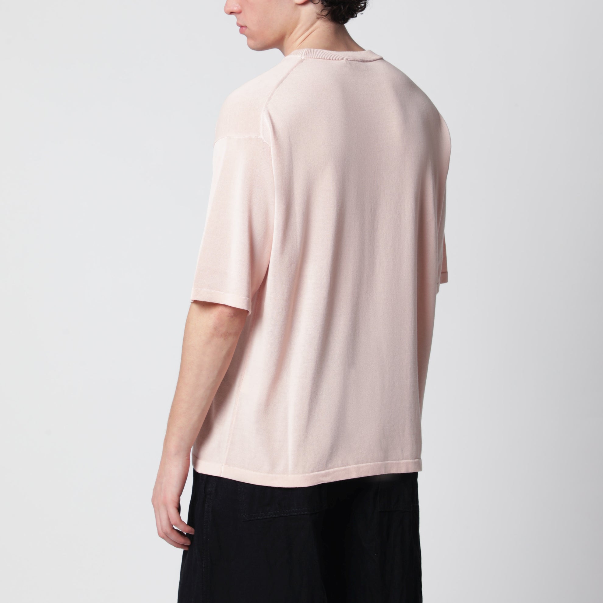 T-shirt rose en maille de coton