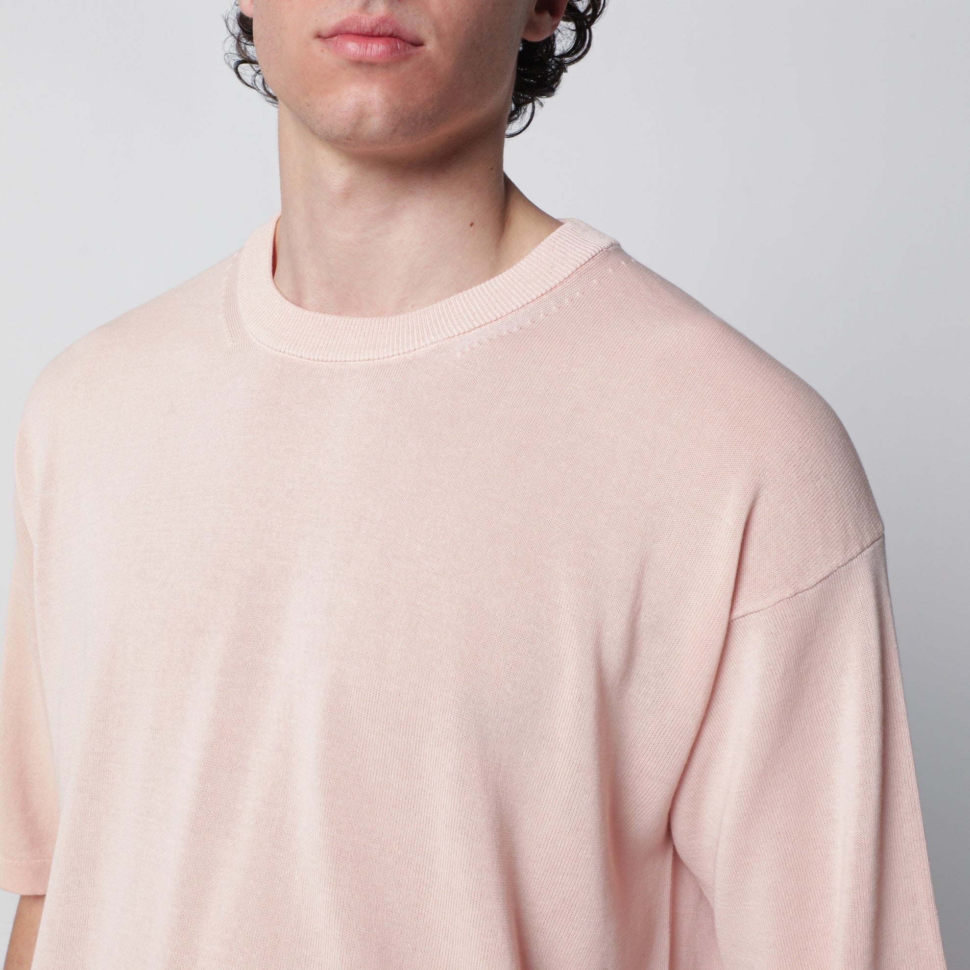 T-shirt rose en maille de coton