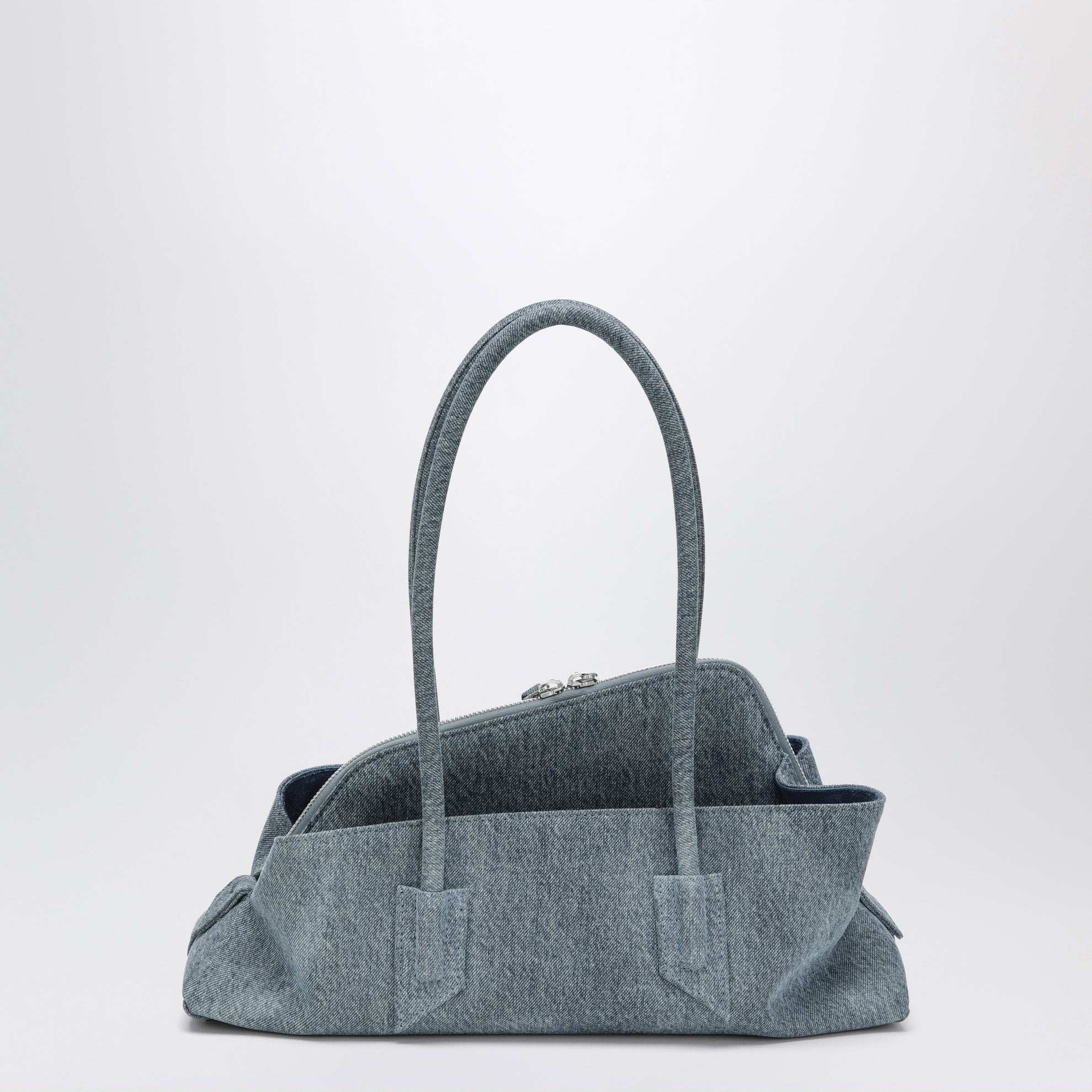 La Passeggiata Small washed denim top handle bag