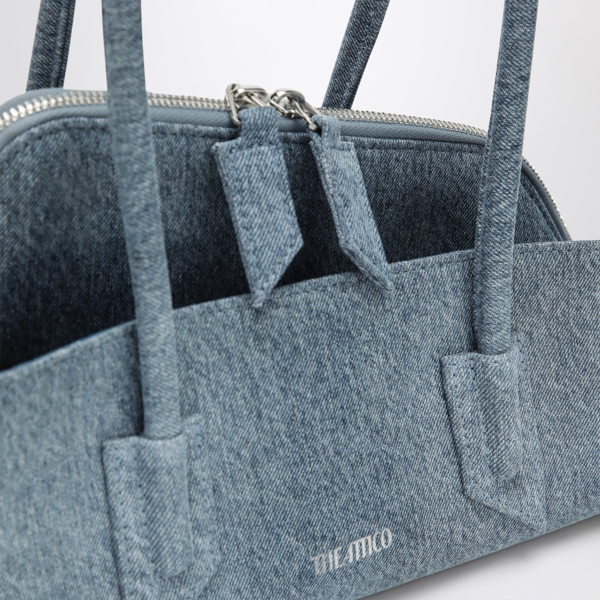 La Passeggiata Small washed denim top handle bag