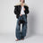 Bomber in pelle nero con collo in shearling