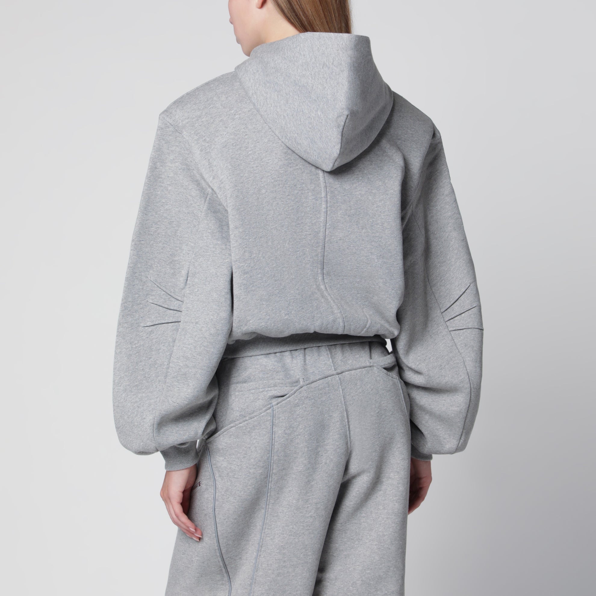 Felpa con cappuccio in cotone melange grigio