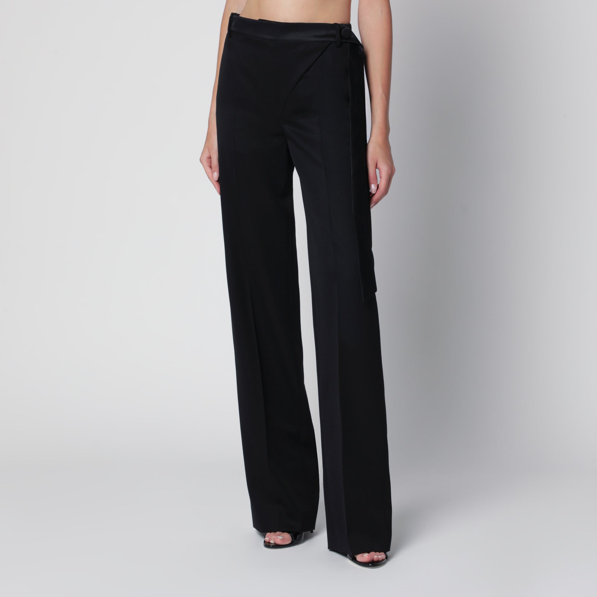 Pantalone tuxedo nero in lana vergine