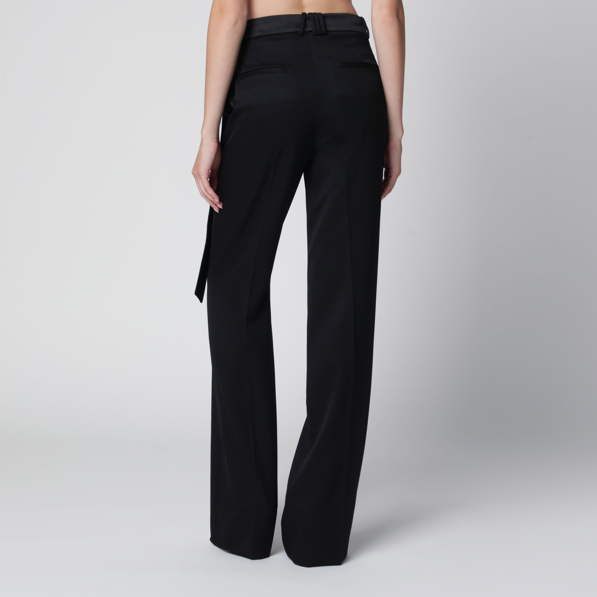 Pantalone tuxedo nero in lana vergine