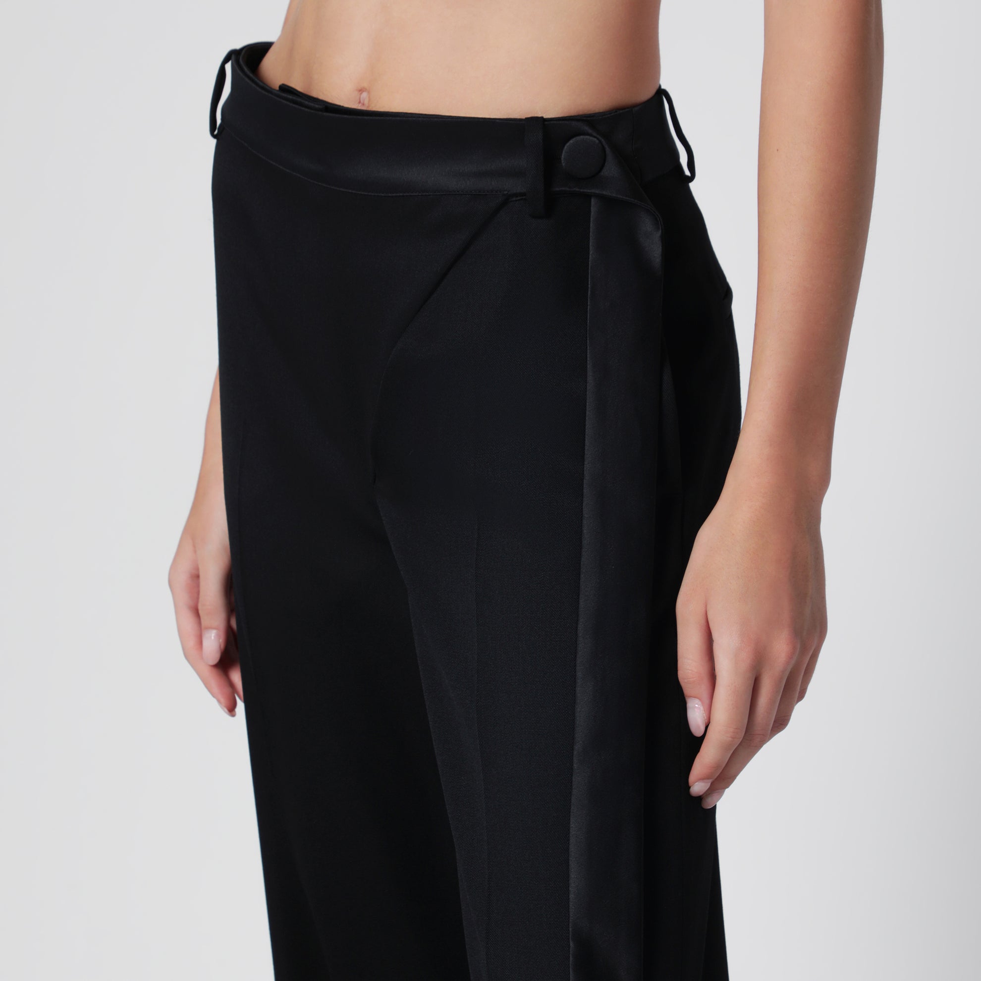Pantalone tuxedo nero in lana vergine