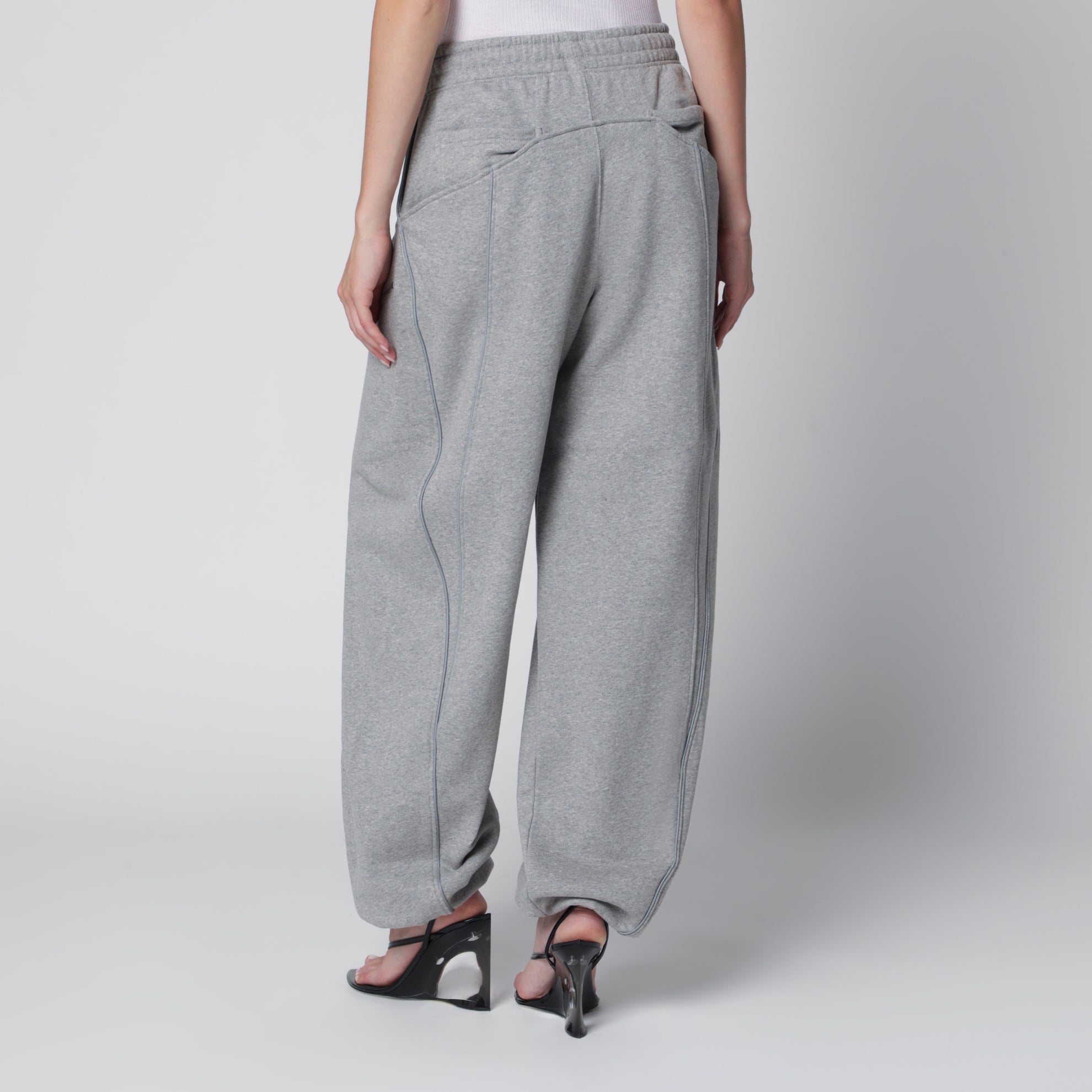 Pantaloni jogger lunghi in jersey di cotone grigio melange