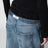 Jean wide-leg bleu et noir à double taille