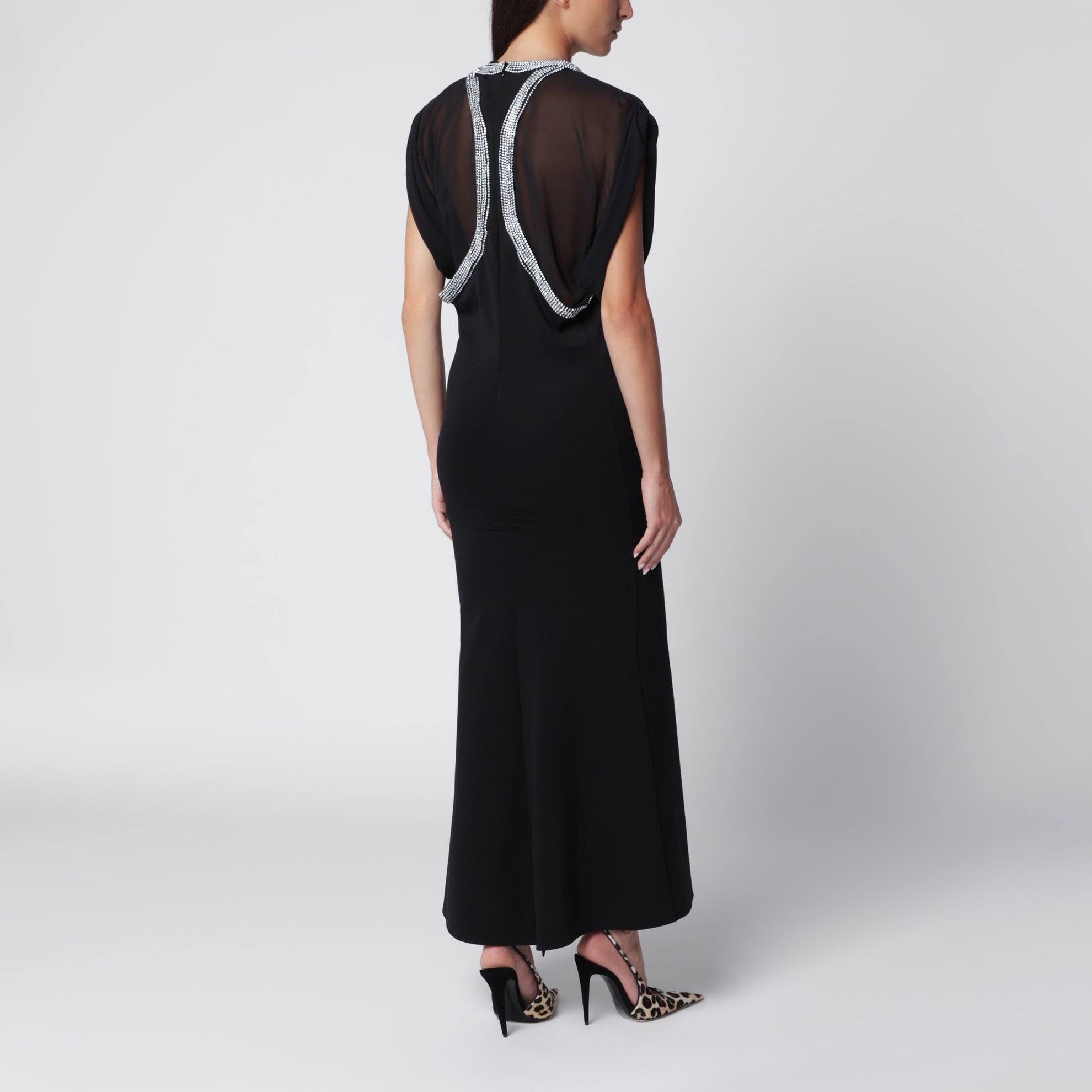 Abito nero in misto viscosa con strass