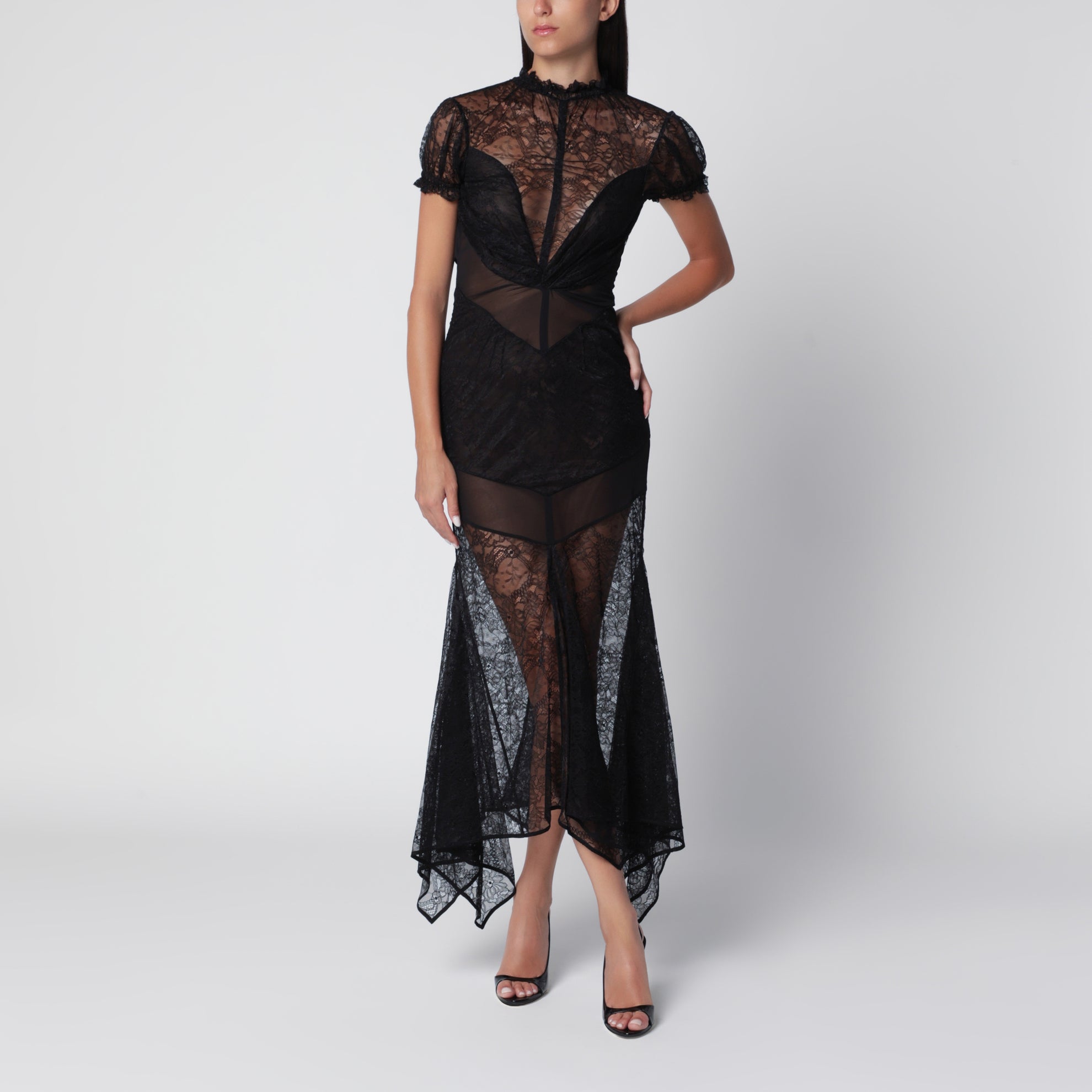 The Attico | Black semi-sheer lace Midi dress | Woman