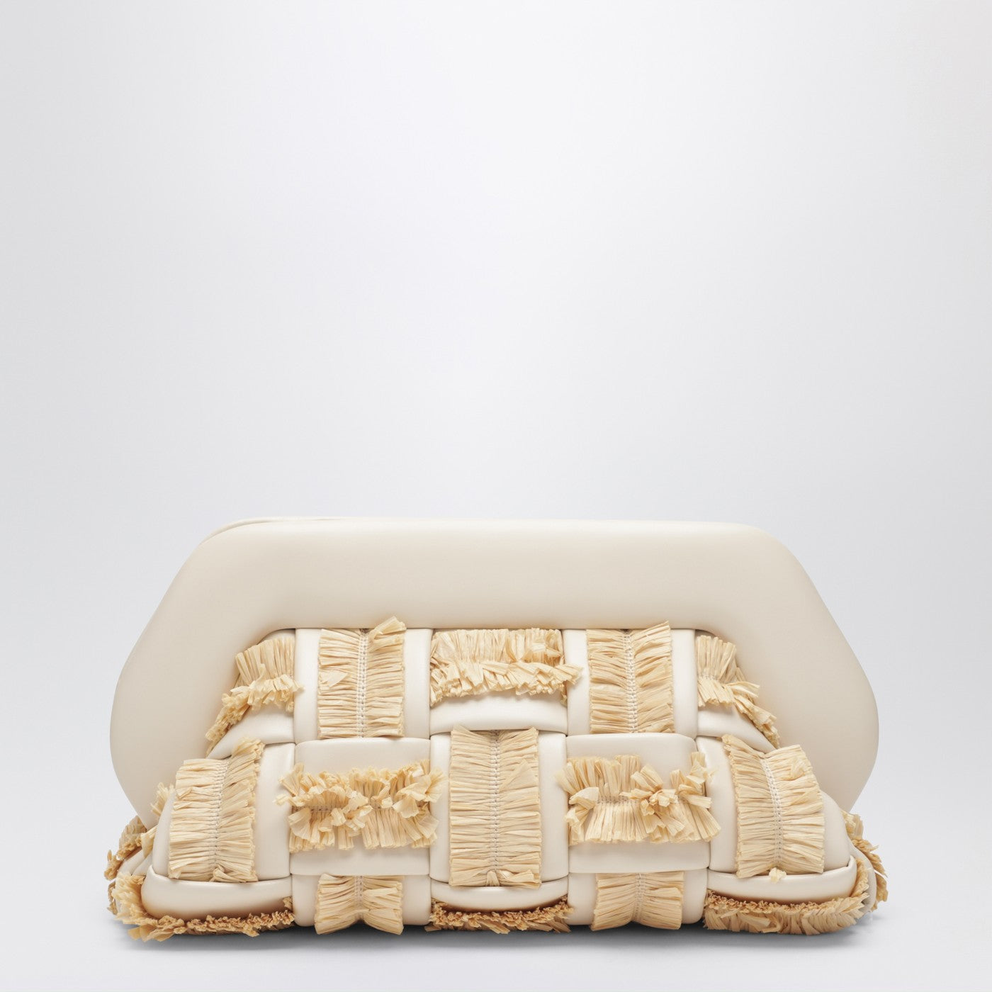 Clutch Tia in Butterfarbe mit Raffia-Einsätzen