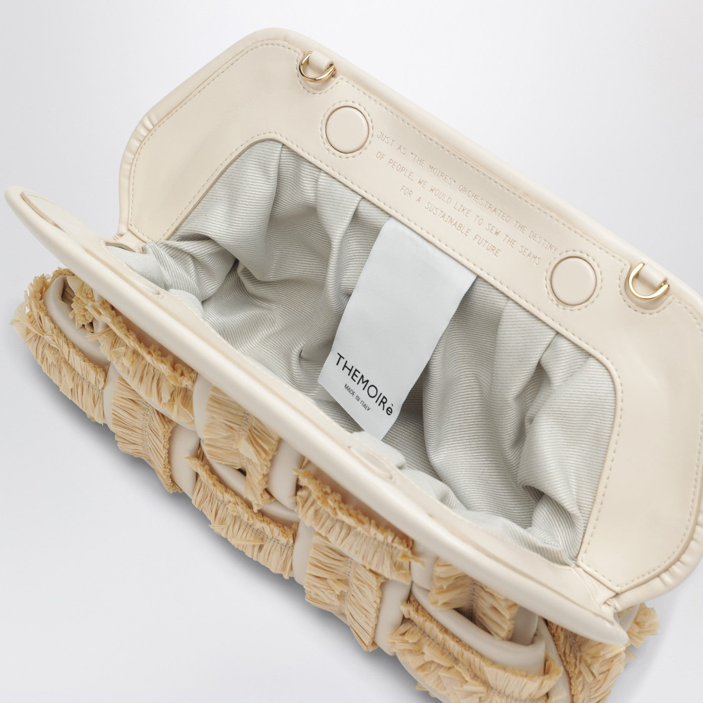 Clutch Tia in Butterfarbe mit Raffia-Einsätzen