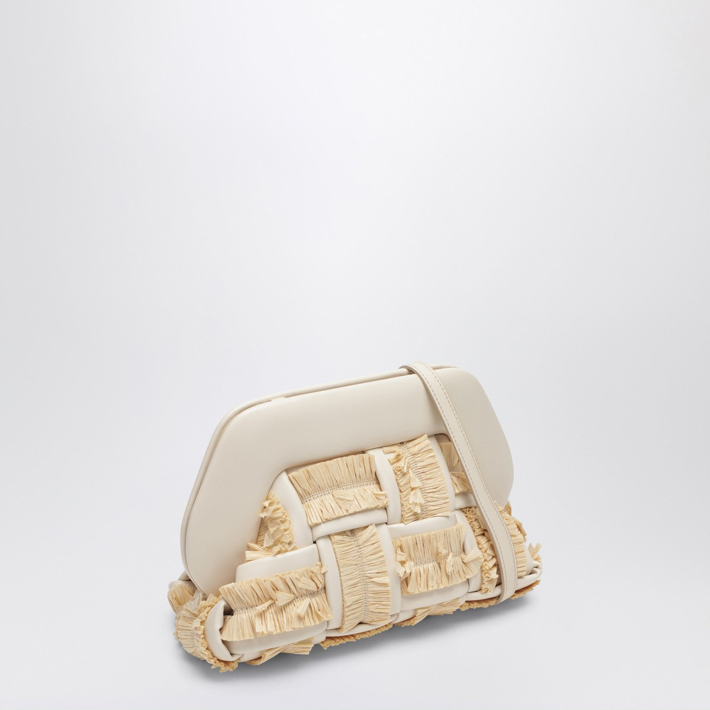 Kleine Clutch Tia in Butterfarbe mit Raffia-Einsätzen