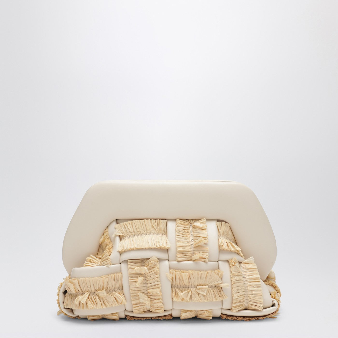 Kleine Clutch Tia in Butterfarbe mit Raffia-Einsätzen