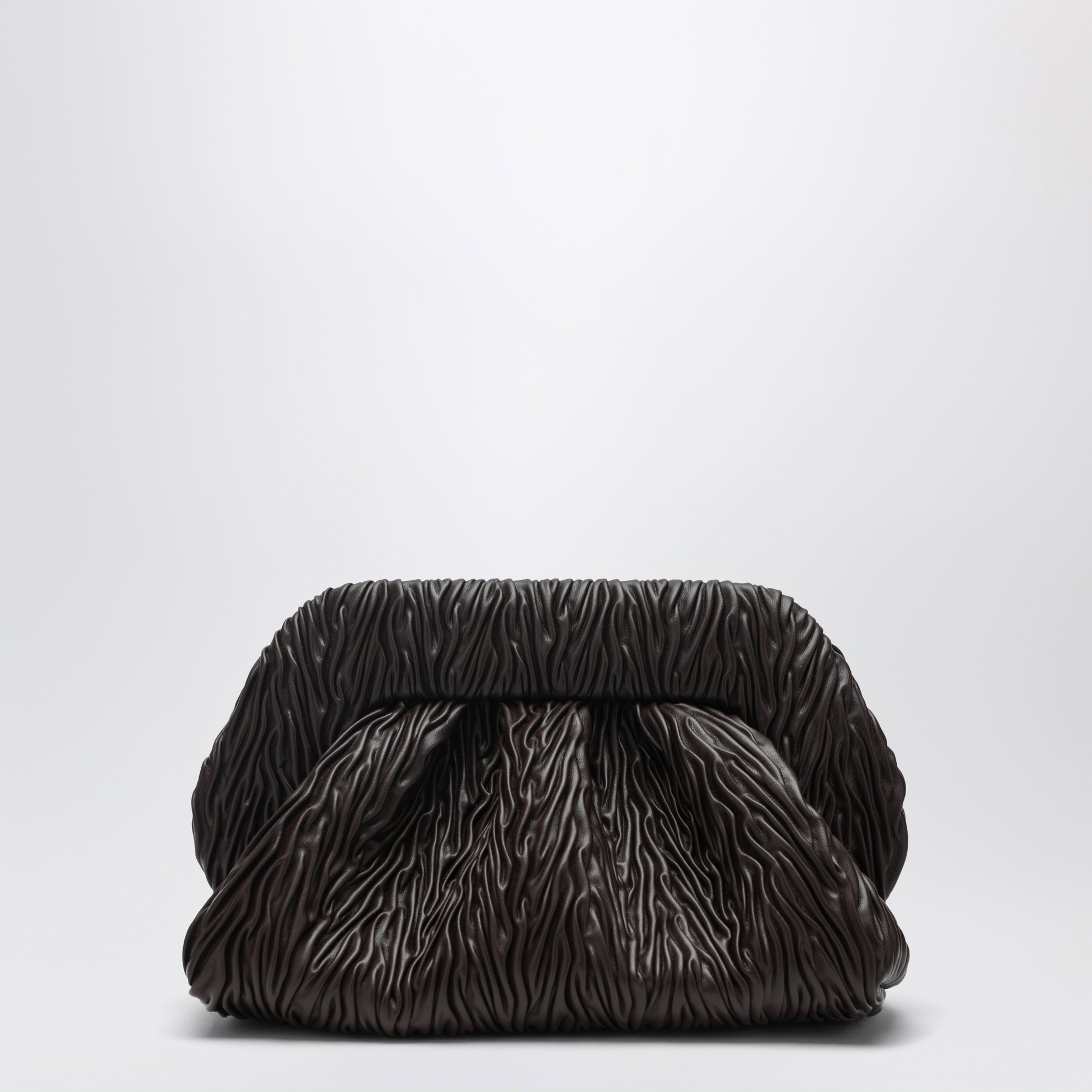 Clutch Bios in pelle vegana arricciata marrone
