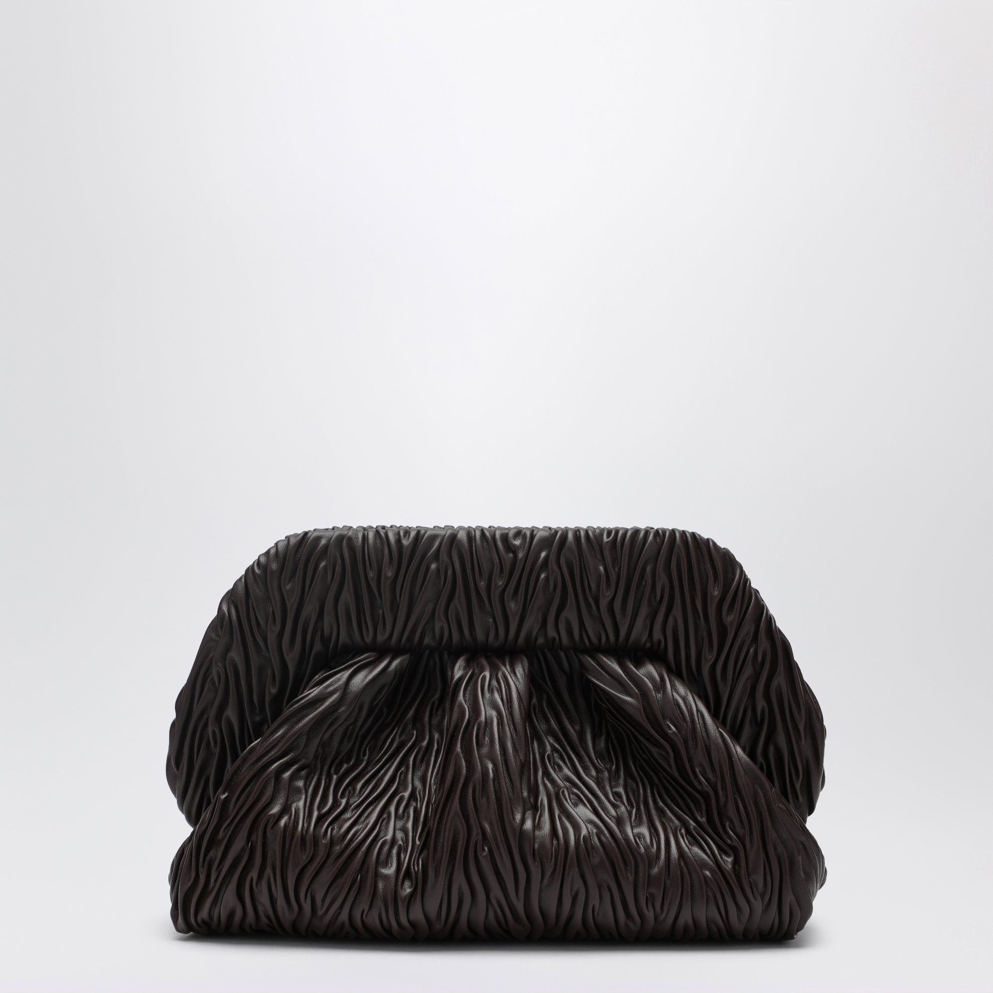 Clutch Bios in pelle vegana arricciata marrone