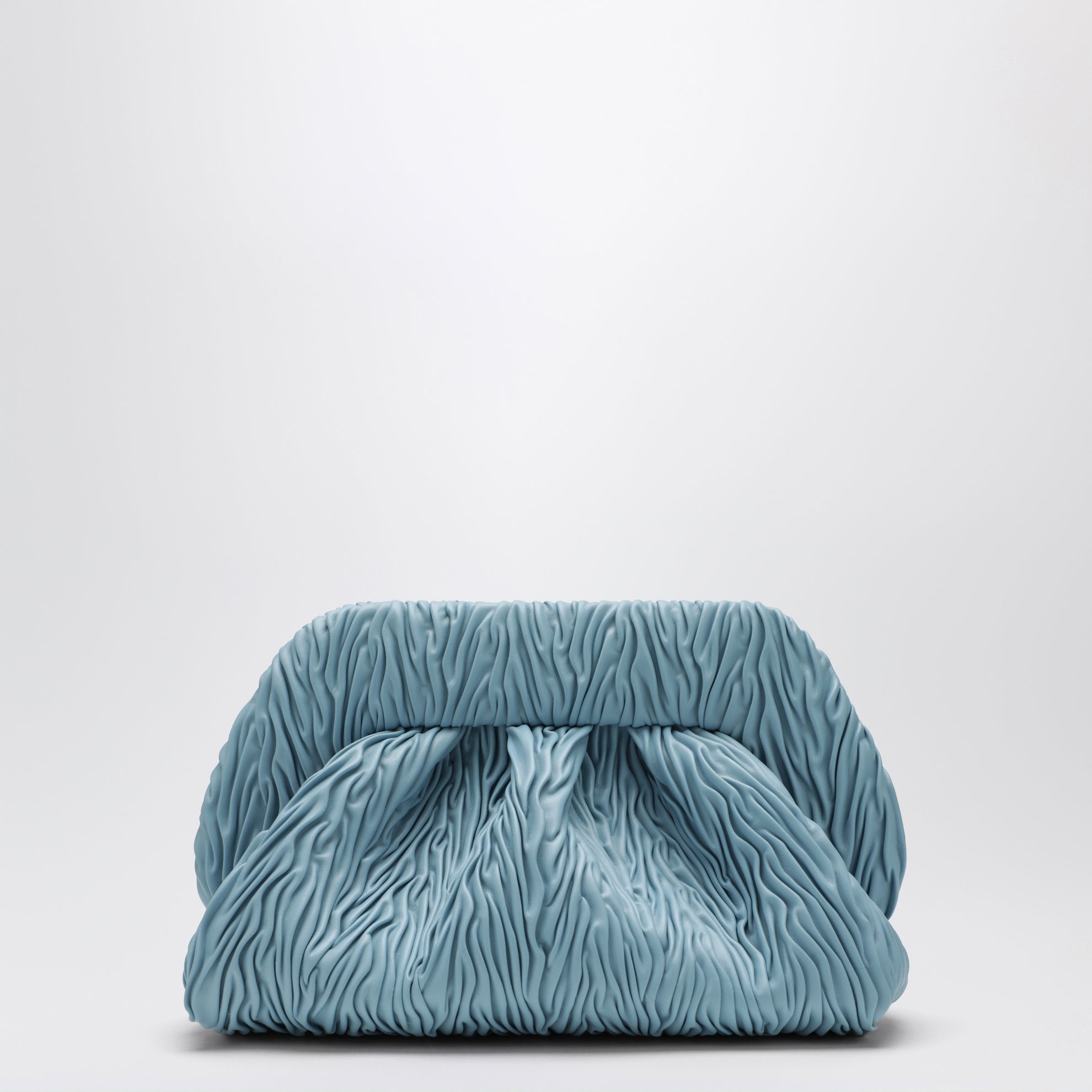 Blue ruched vegan leather Bios clutch