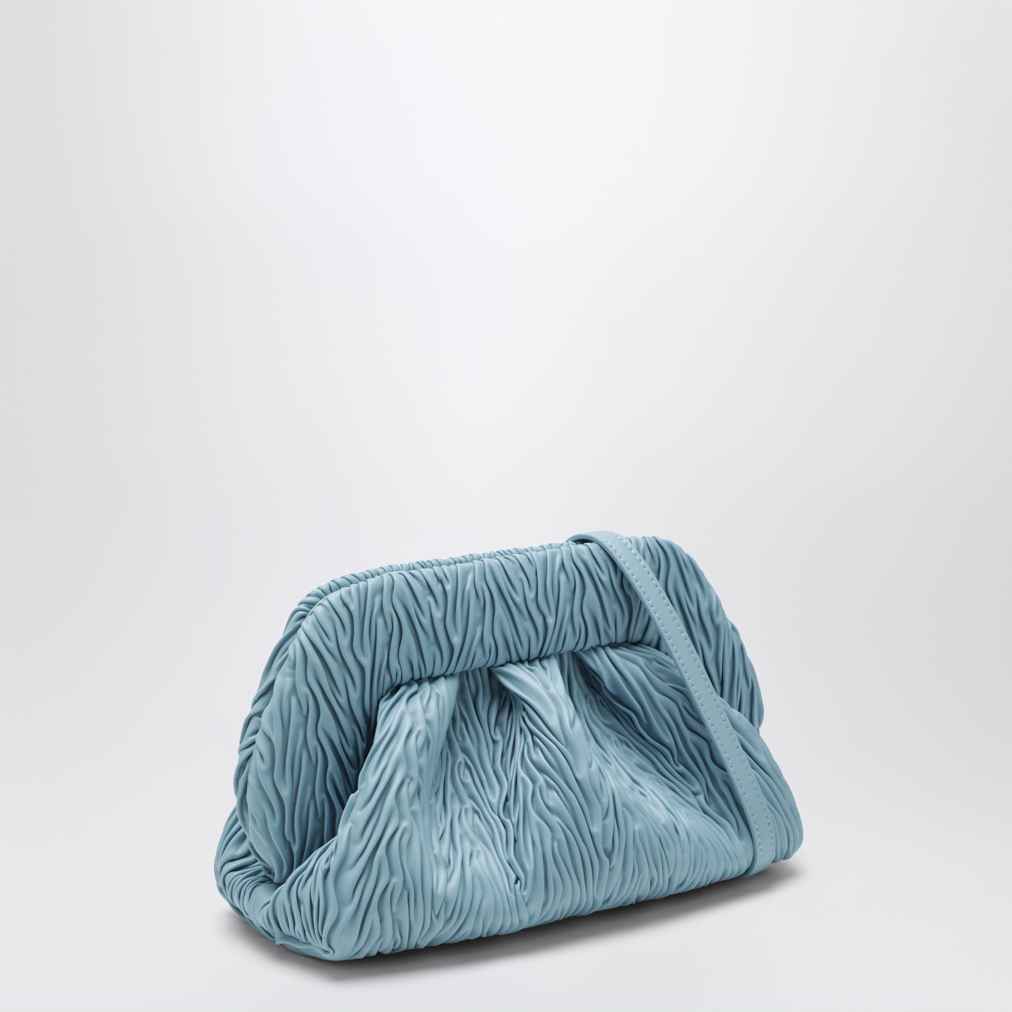 Blue ruched vegan leather Bios clutch