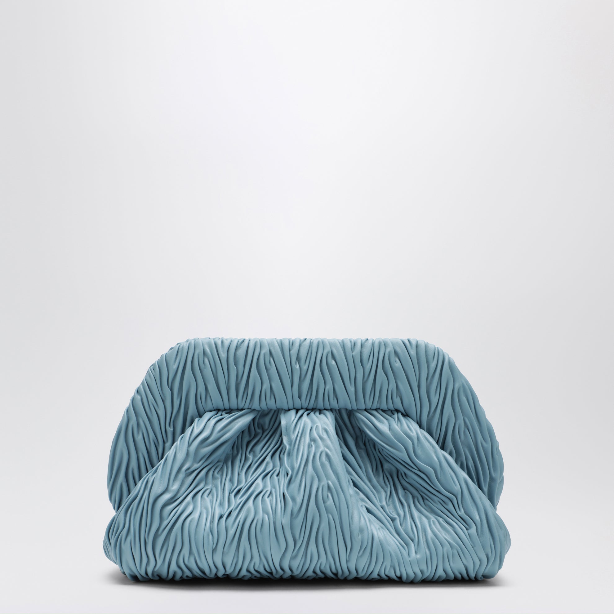 Blue ruched vegan leather Bios clutch