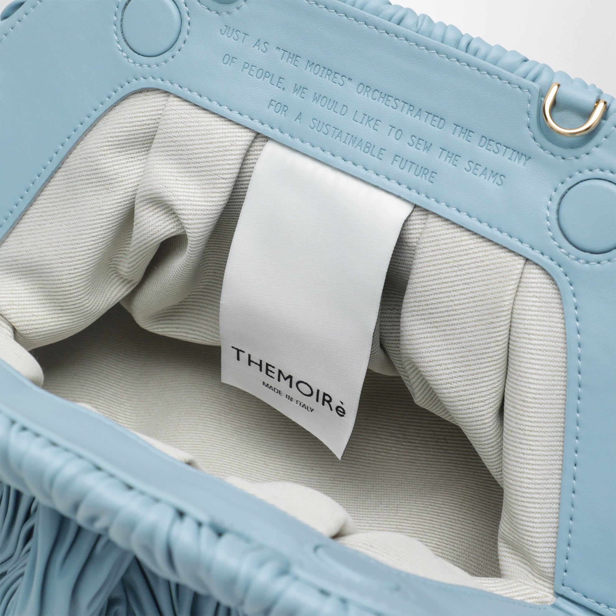 Blue ruched vegan leather Bios clutch
