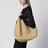 Borsa tote con dettagli a cintura in rafia naturale