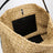 Borsa tote con dettagli a cintura in rafia naturale