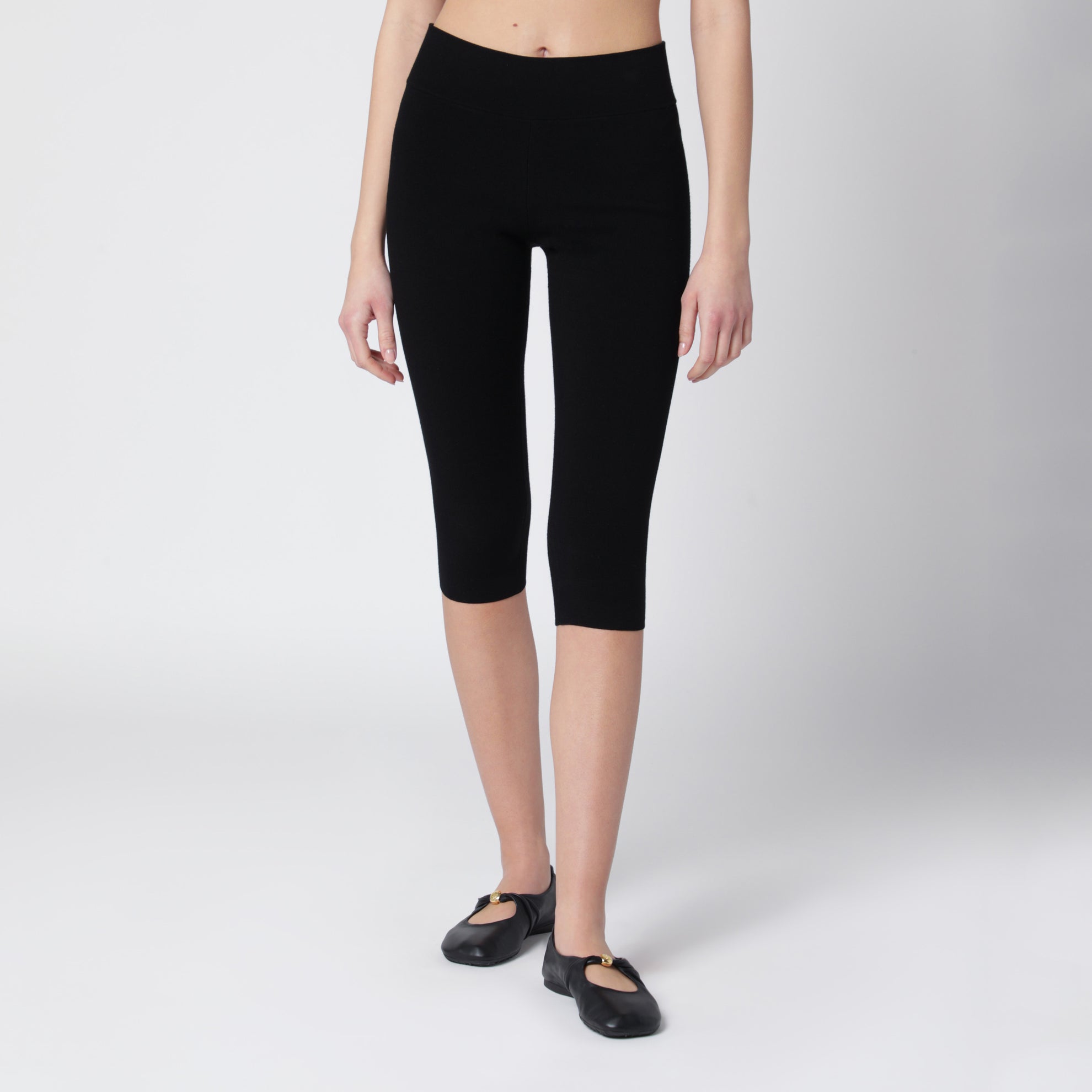 Black viscose blend cropped leggings