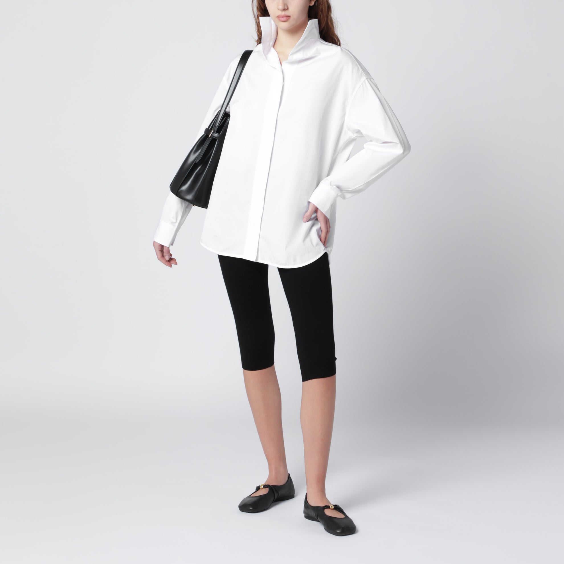 Black viscose blend cropped leggings