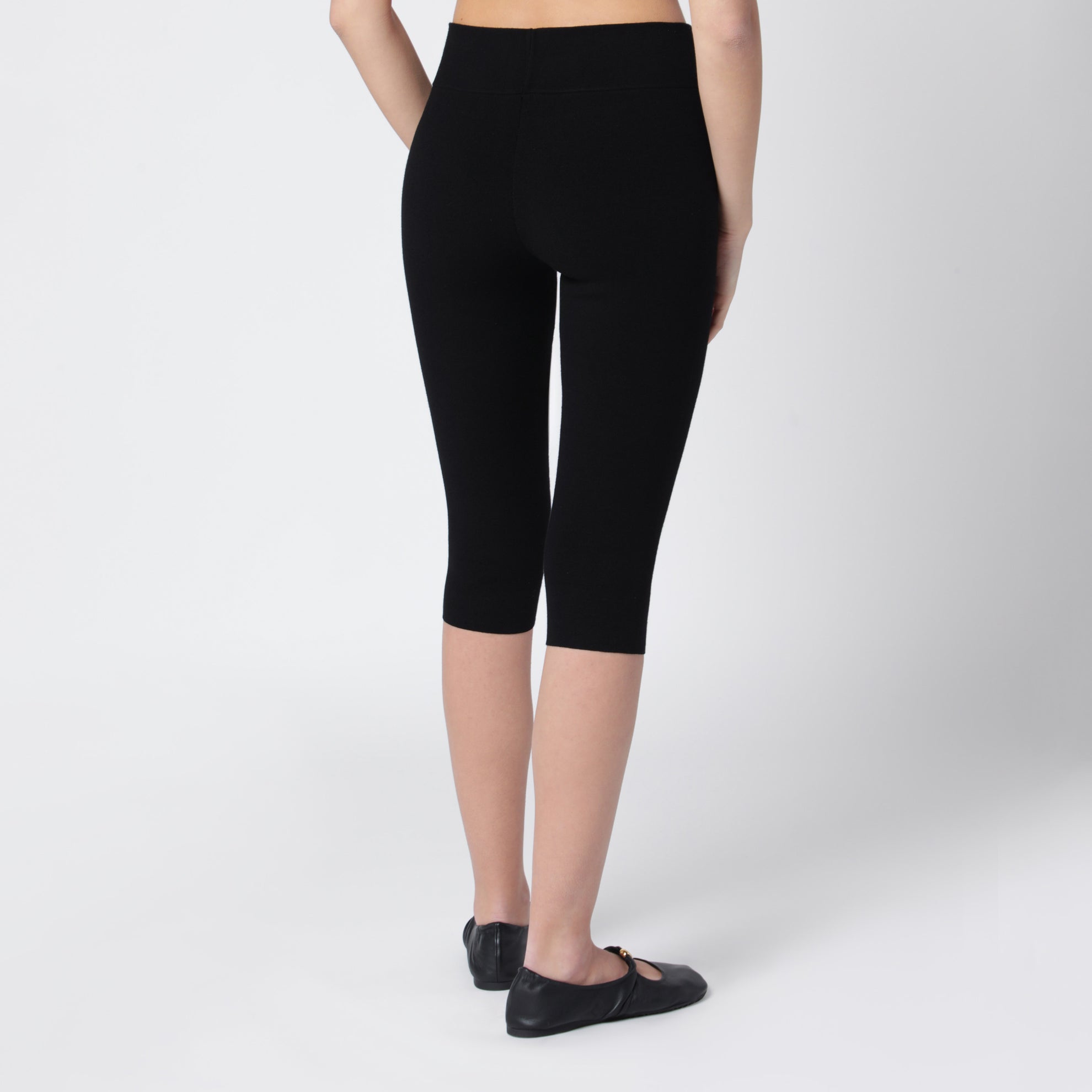 Black viscose blend cropped leggings