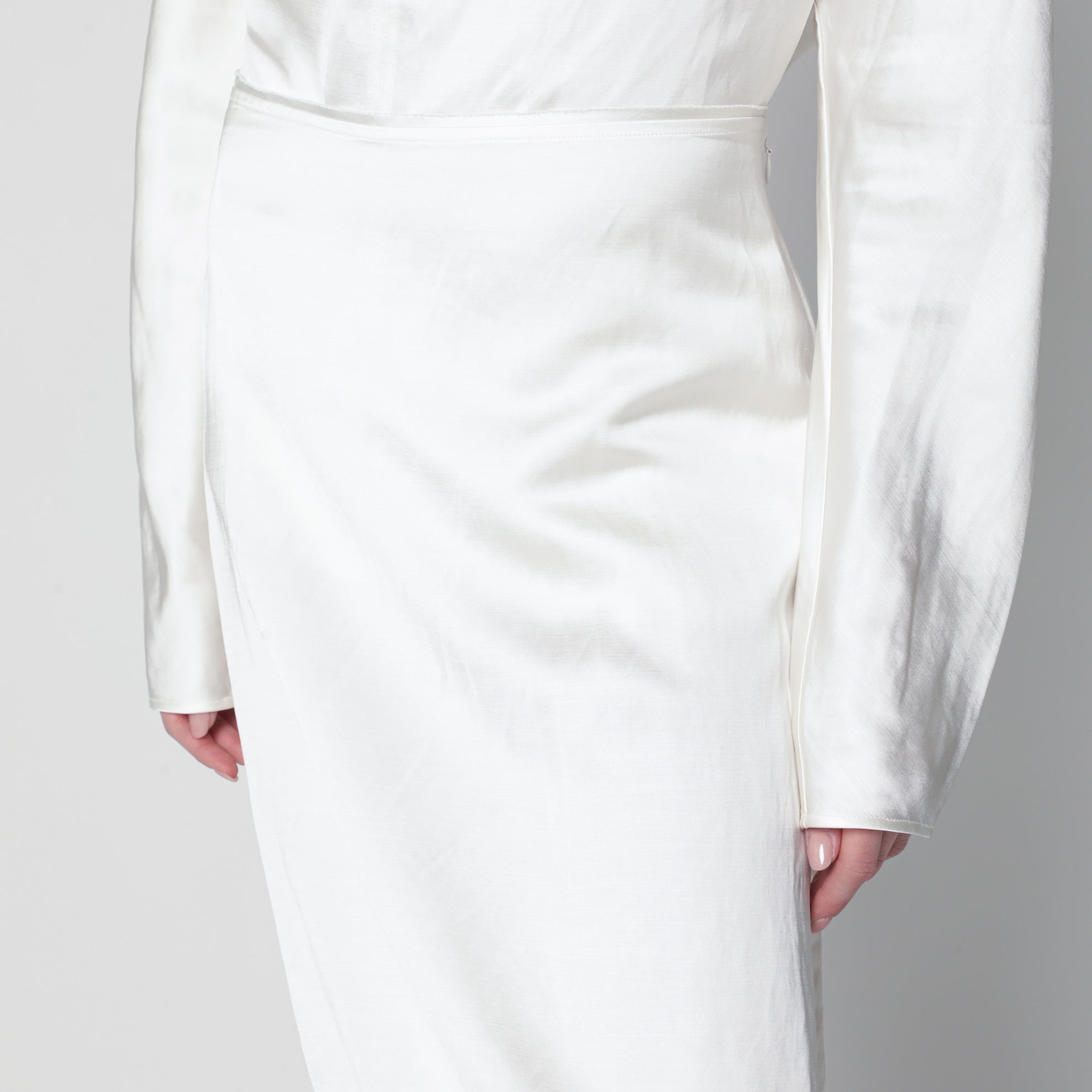 Midi satin skirt white