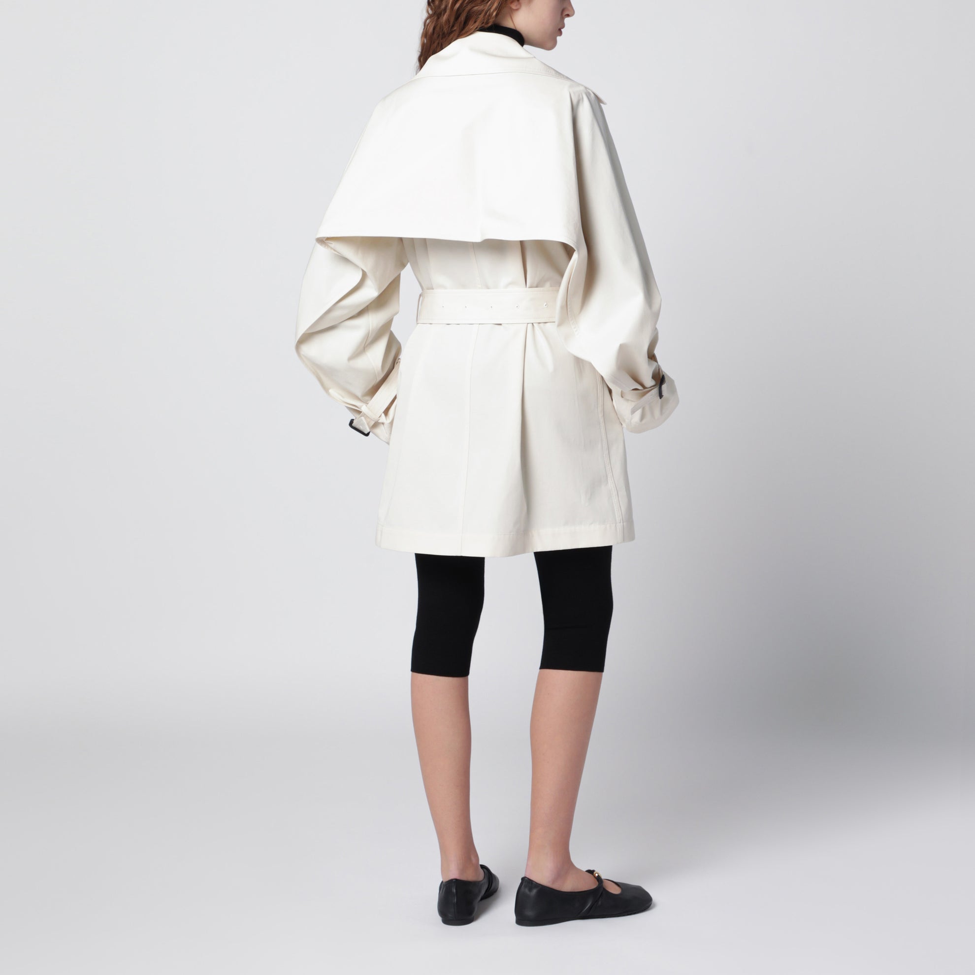 Trench croisé ivoire en coton