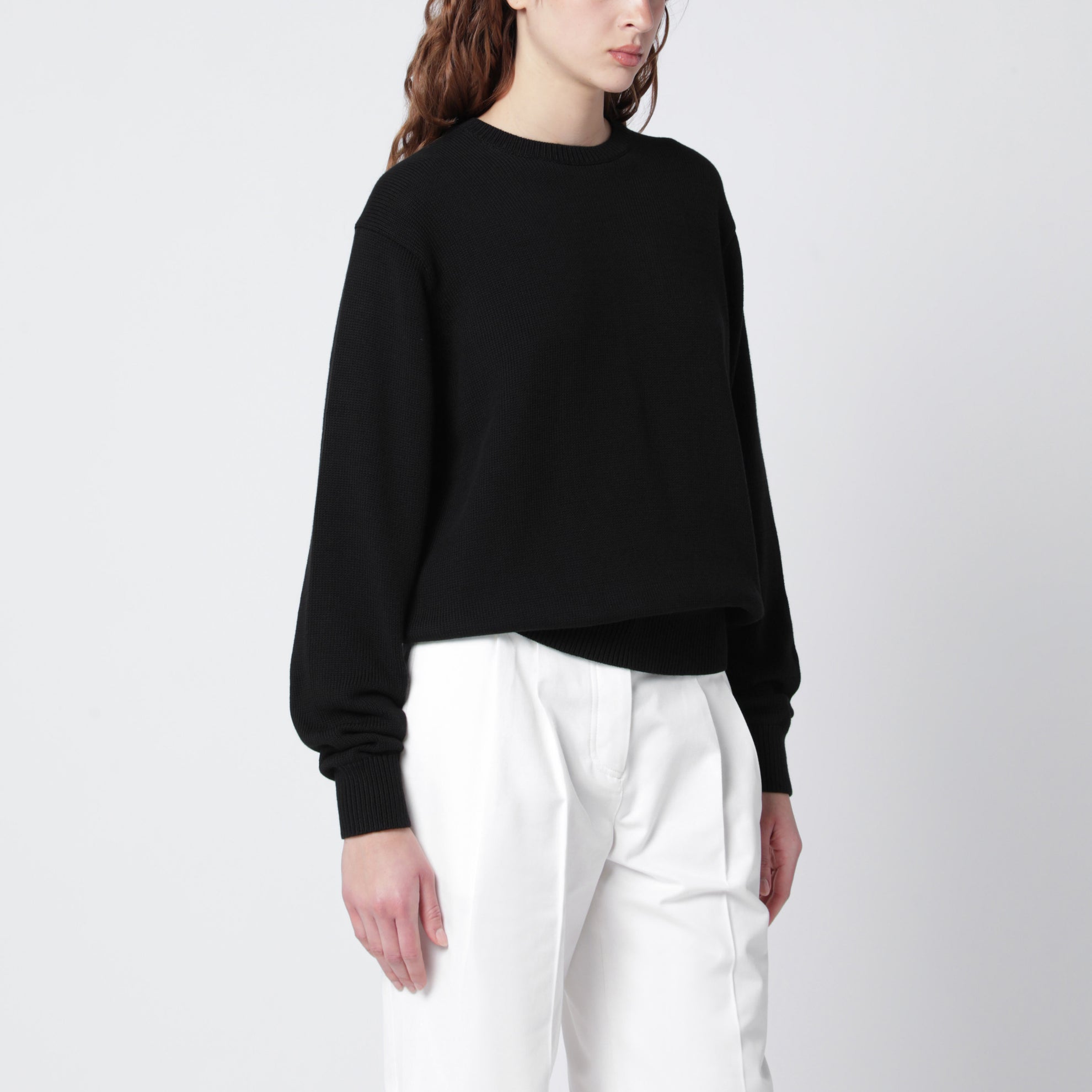 Black cotton crew neck jumper