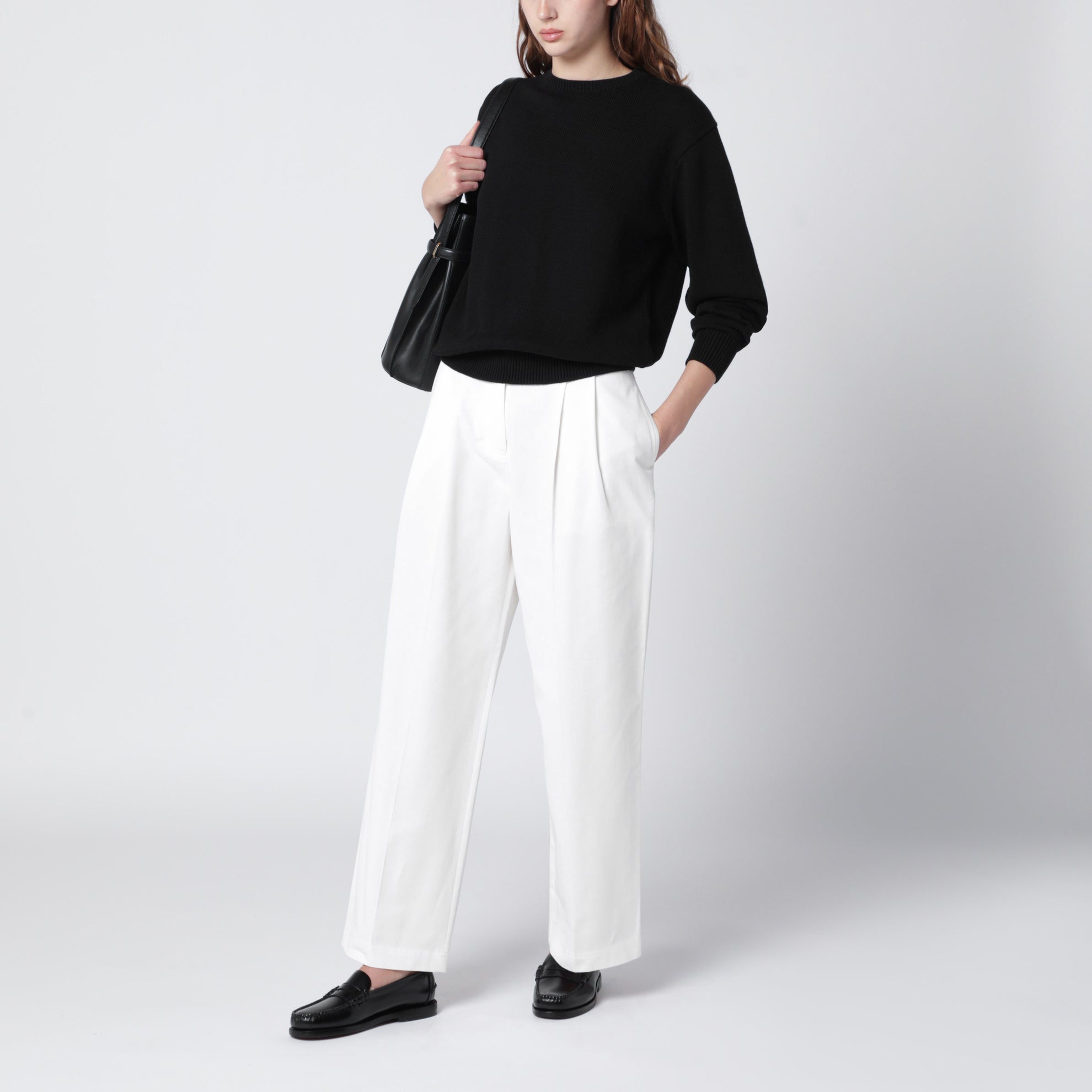 Black cotton crew neck jumper
