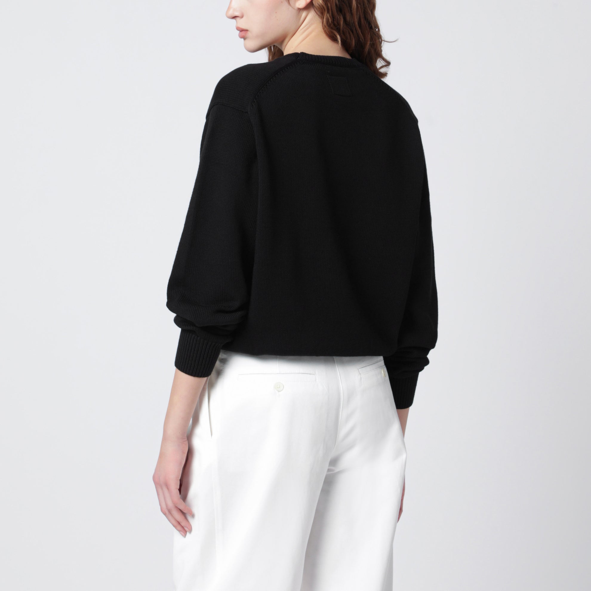 Black cotton crew neck jumper