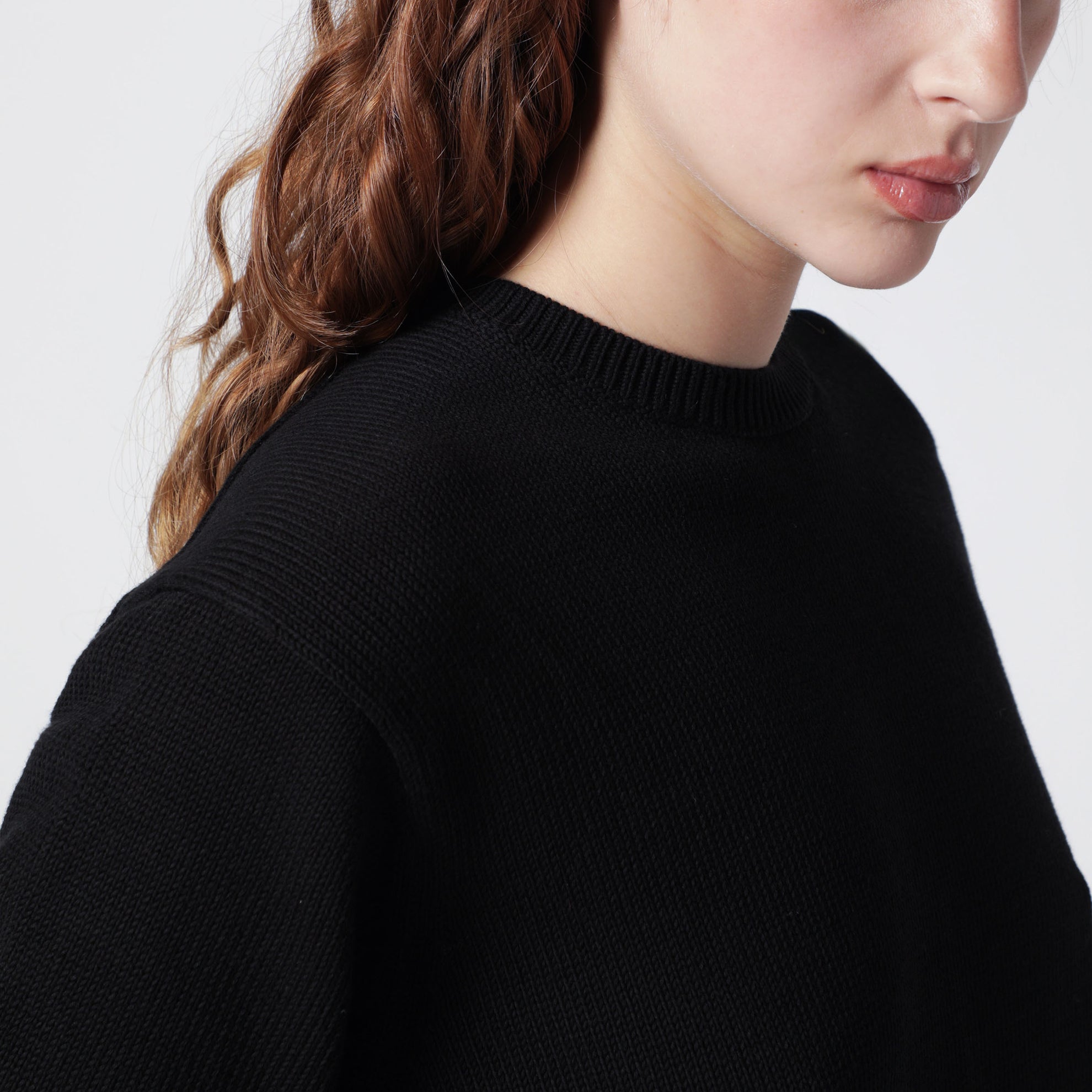 Black cotton crew neck jumper