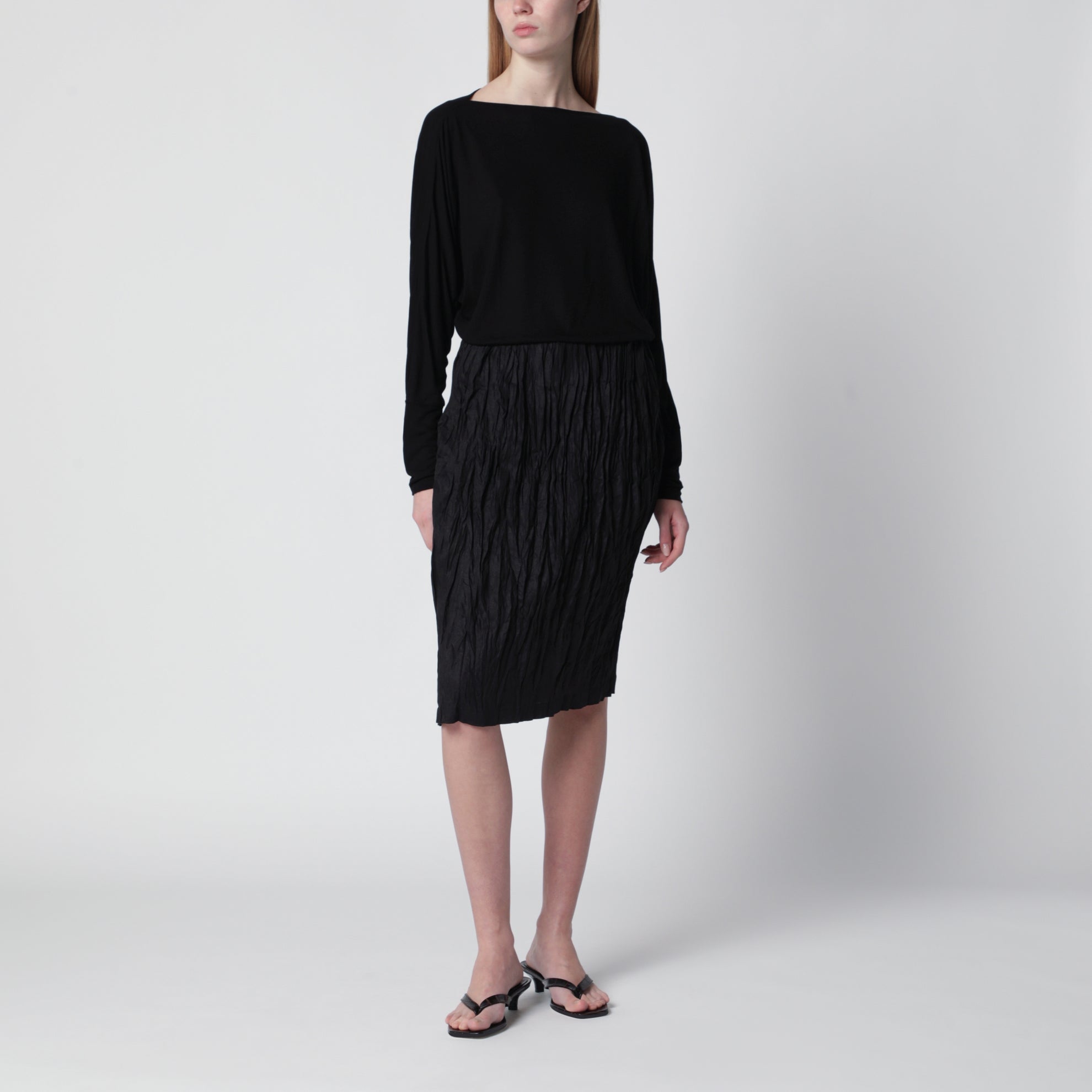 Maglia nera in jersey di viscosa