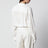 Overlap-collar blouse in viscose and wool, white
