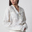 Overlap-collar blouse in viscose and wool, white