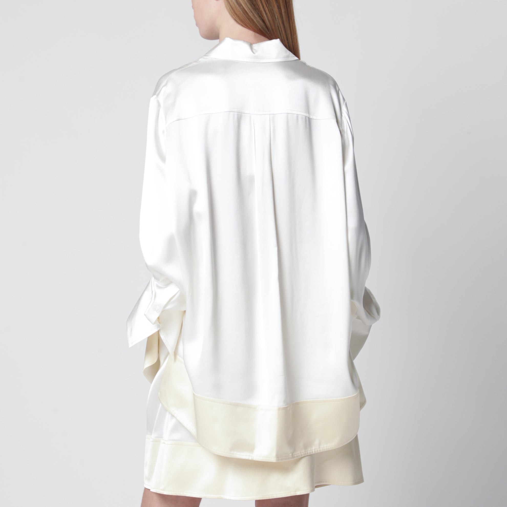 Chemise blanche/champagne en viscose brillante