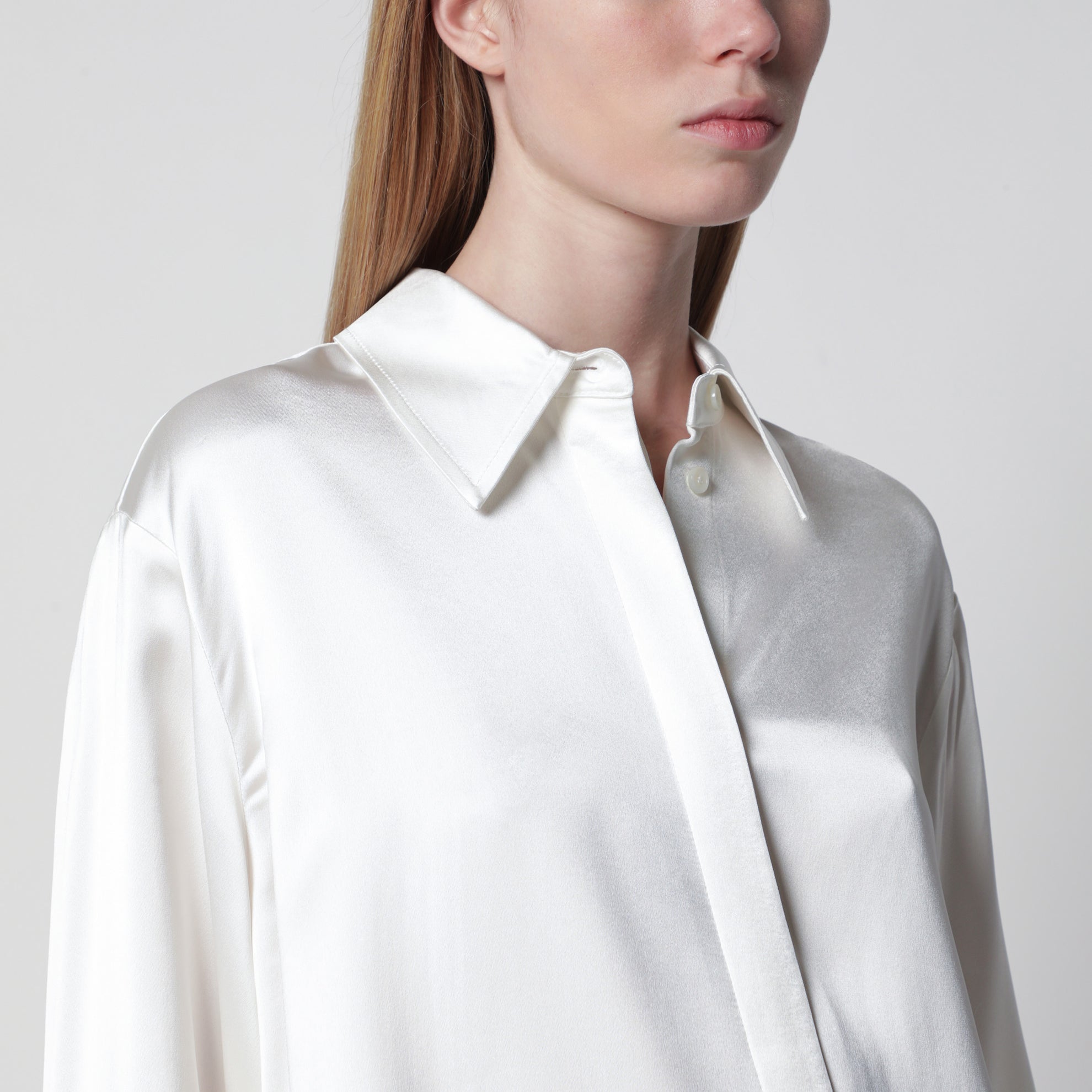 Chemise blanche/champagne en viscose brillante