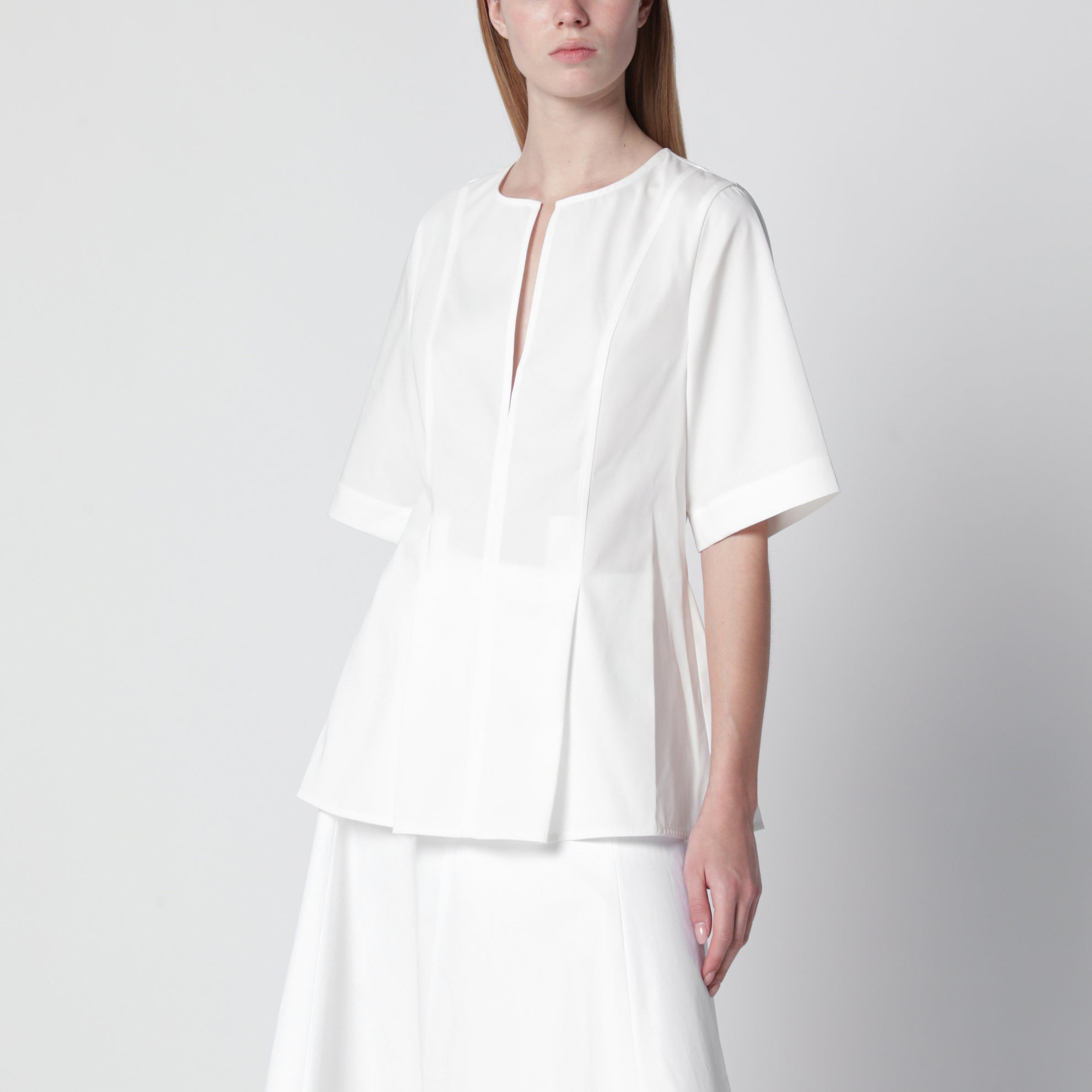 White blouse with waist seams