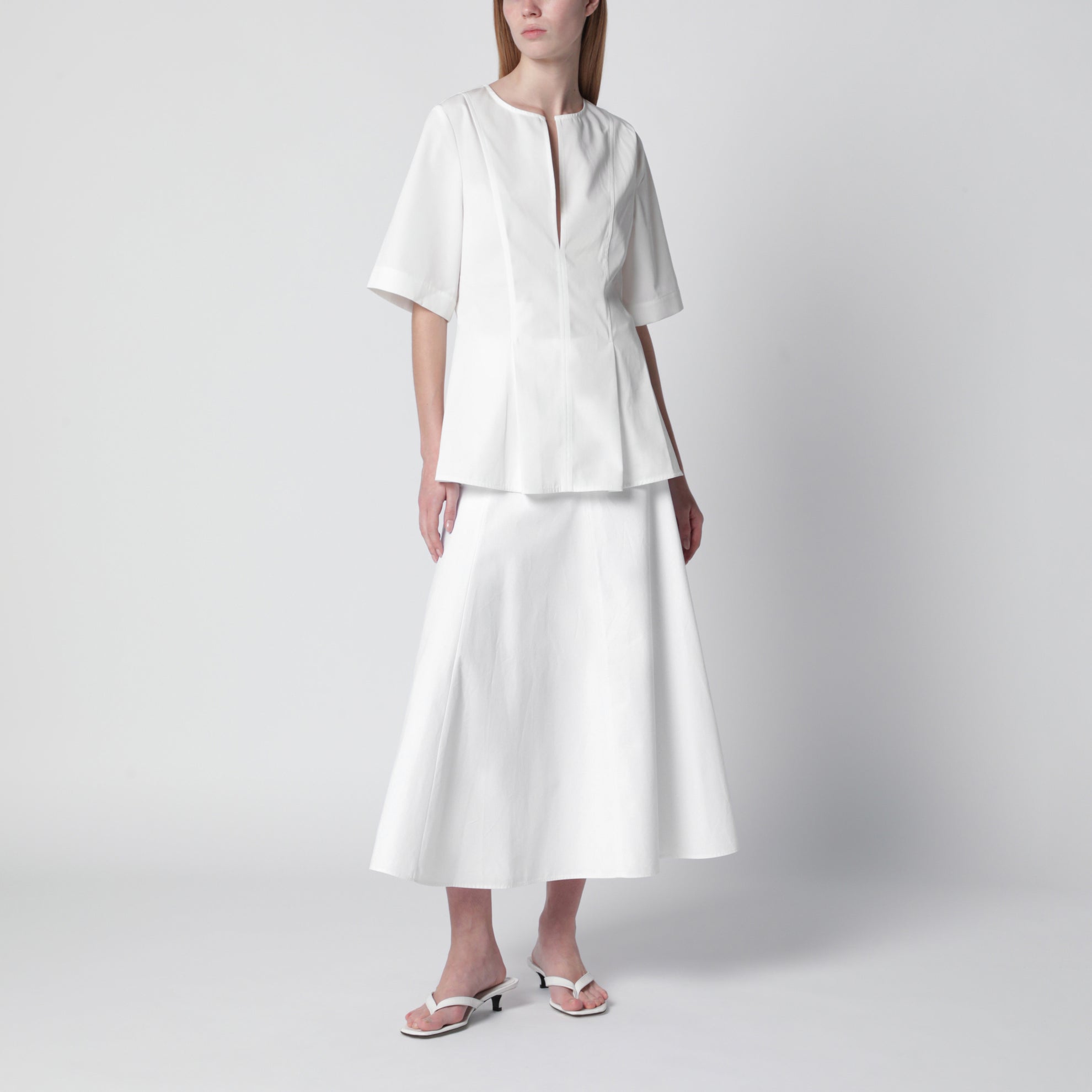 White blouse with waist seams