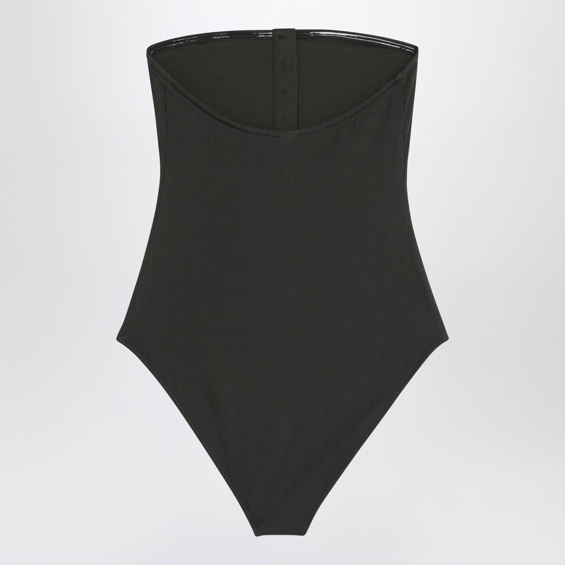 Strapless one-piece swimsuit dark green