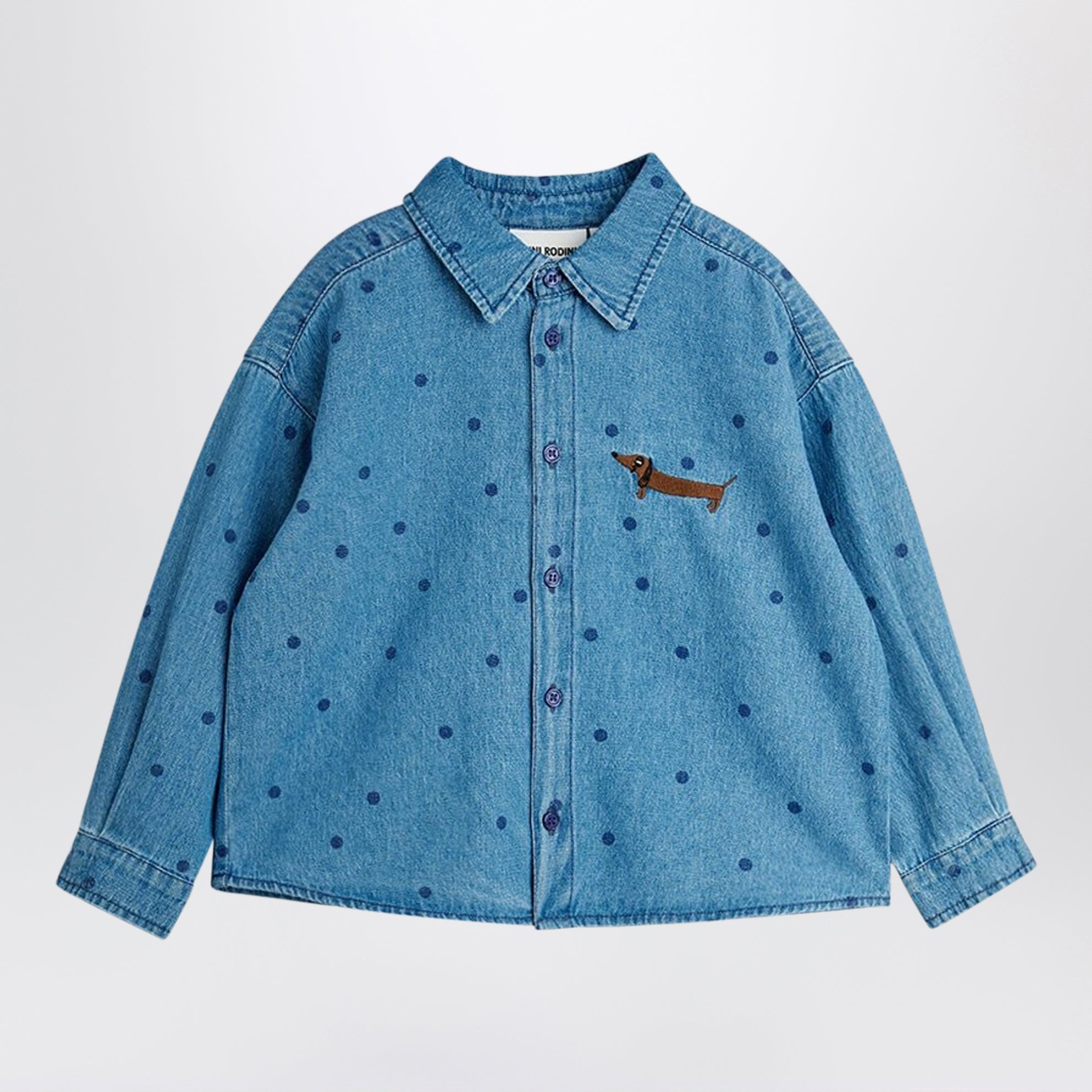 Blue denim polka dot shirt