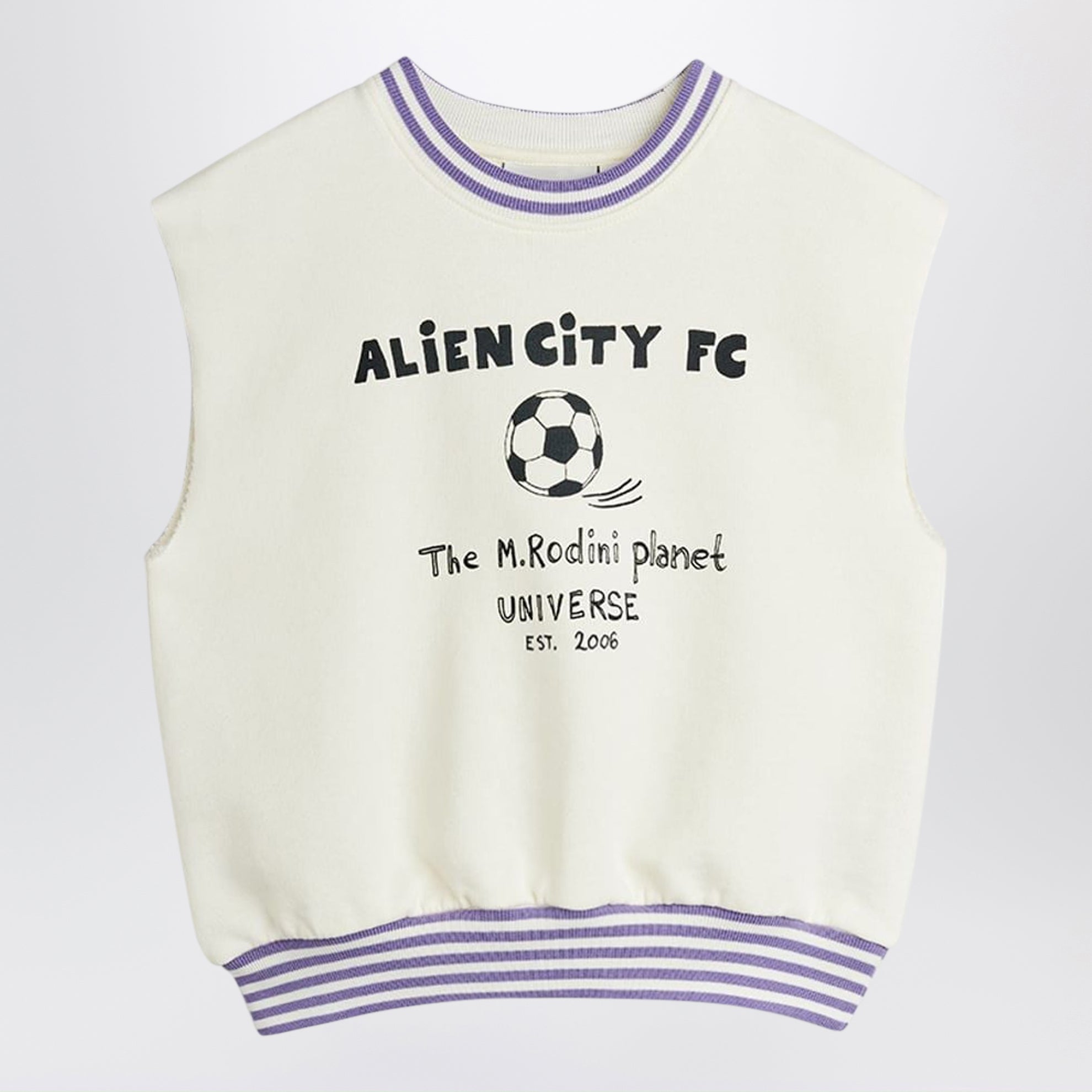 White sleeveless Alien City FC tank top