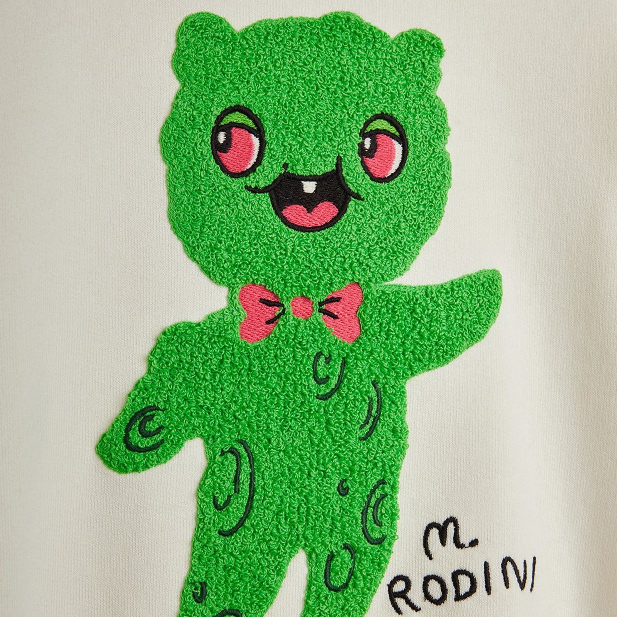 White sweatshirt with chenille Alien